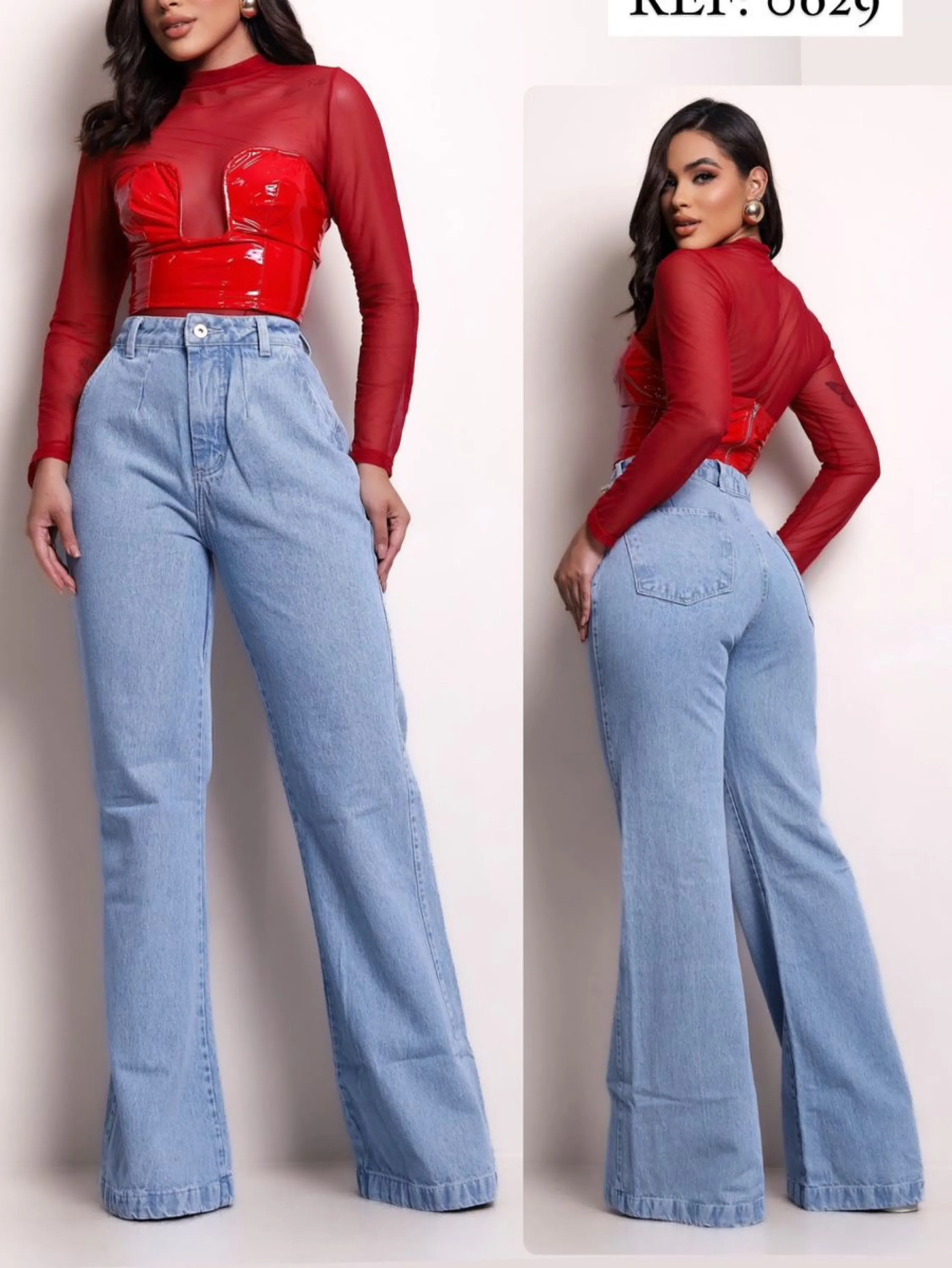 Calça flare jeans clara