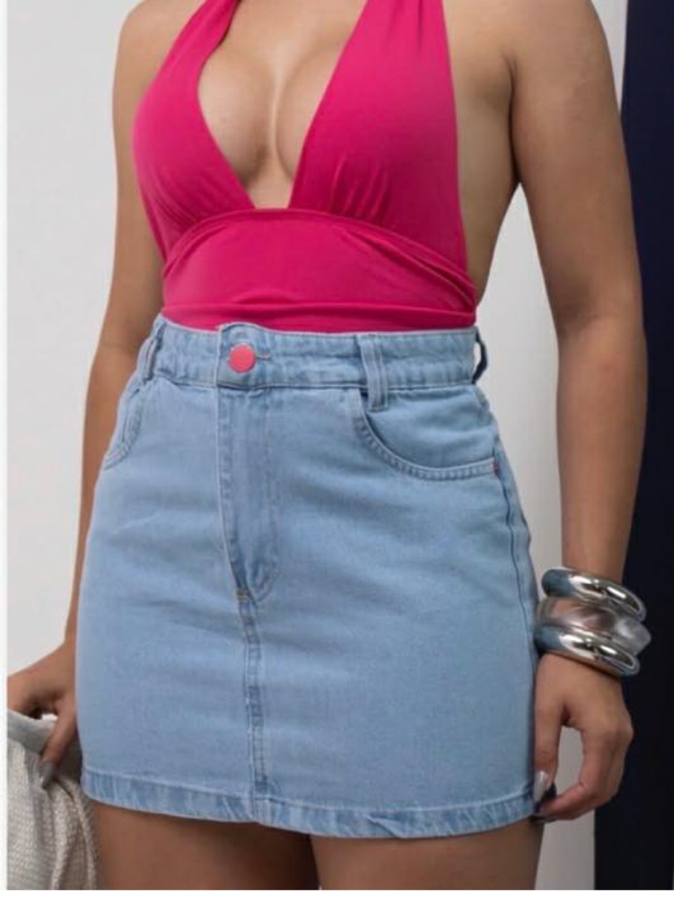 Saia jeans feminina