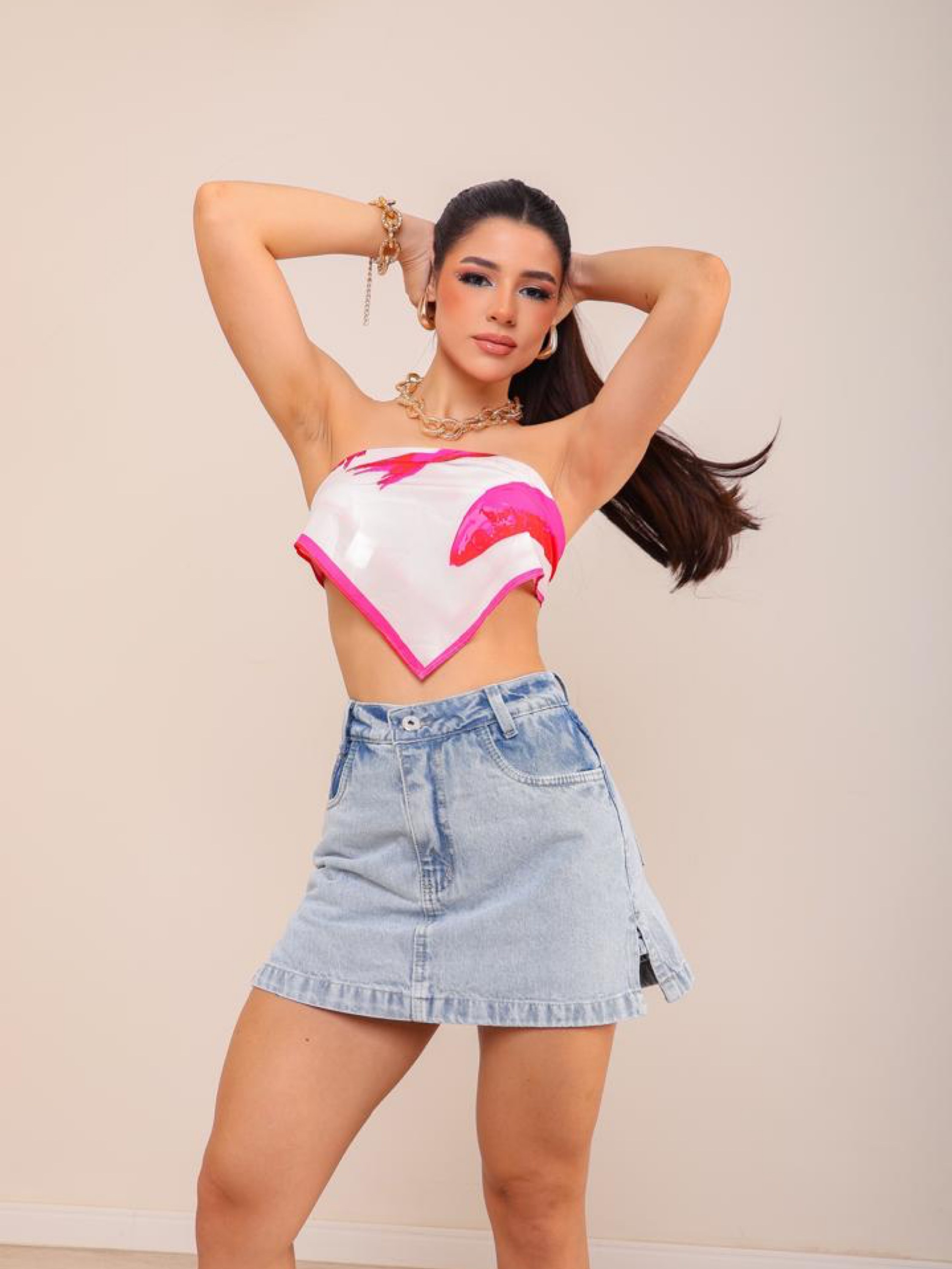 Short saia jeans feminino