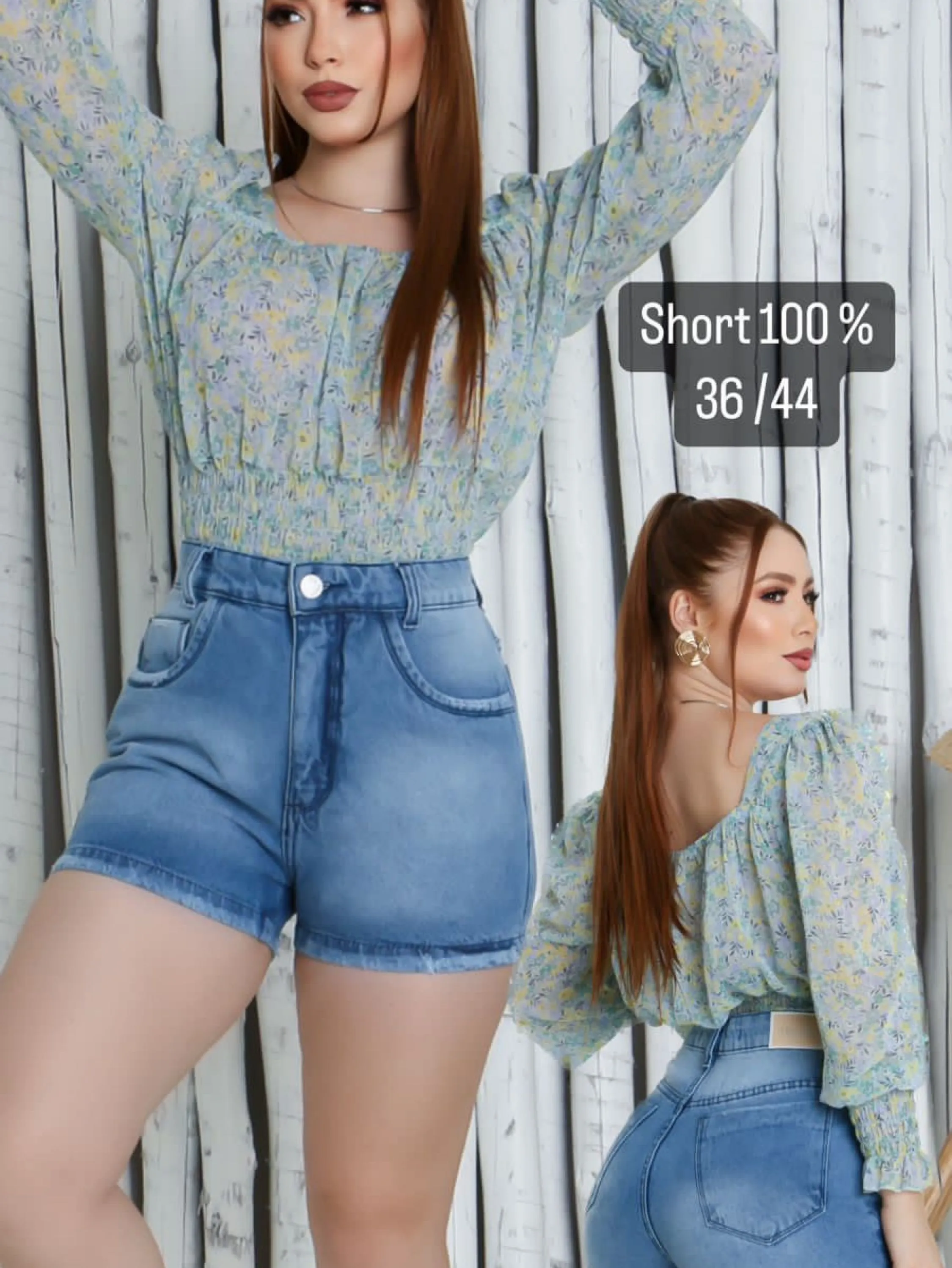 Short jeans azul linha azul