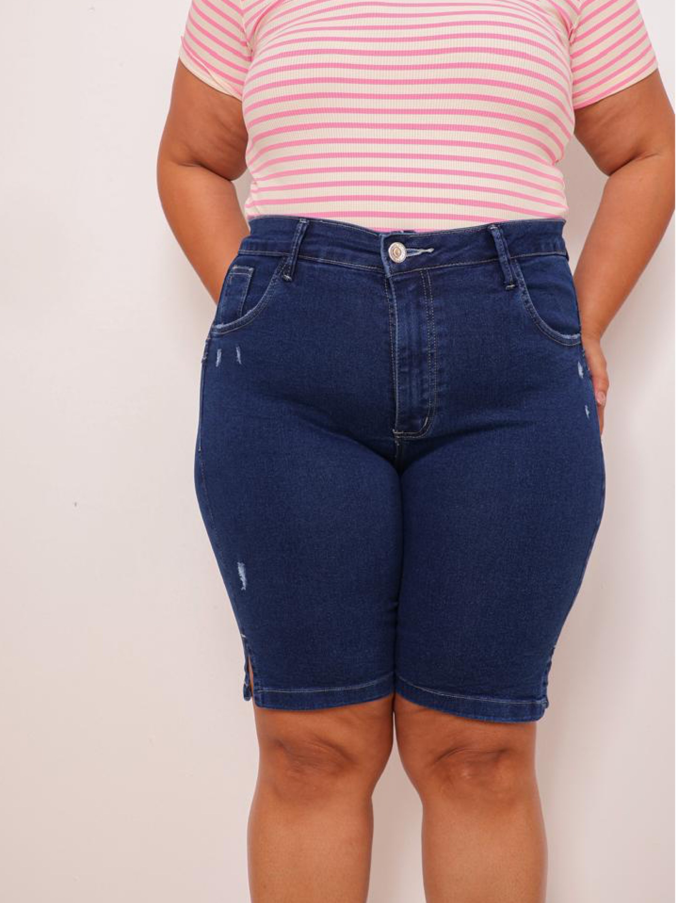 Bermuda jeans feminina plus size