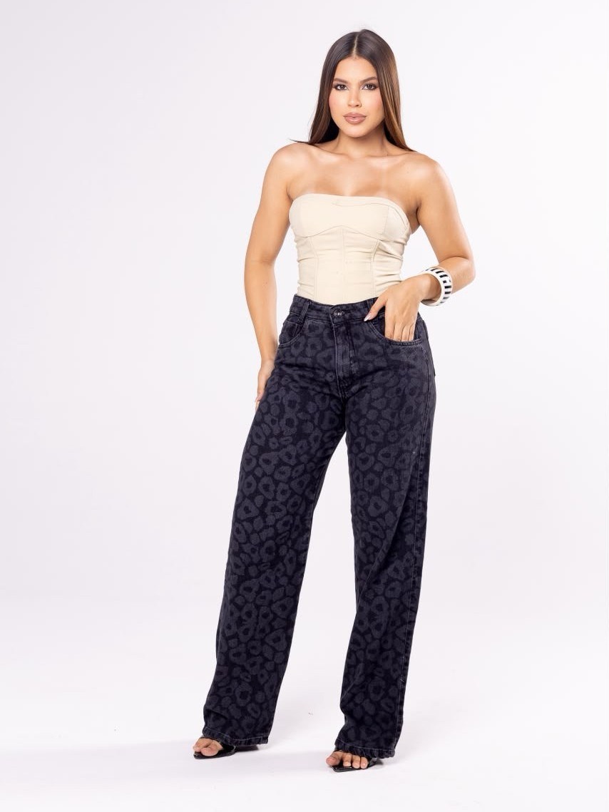 calça wide leg jeans feminina
