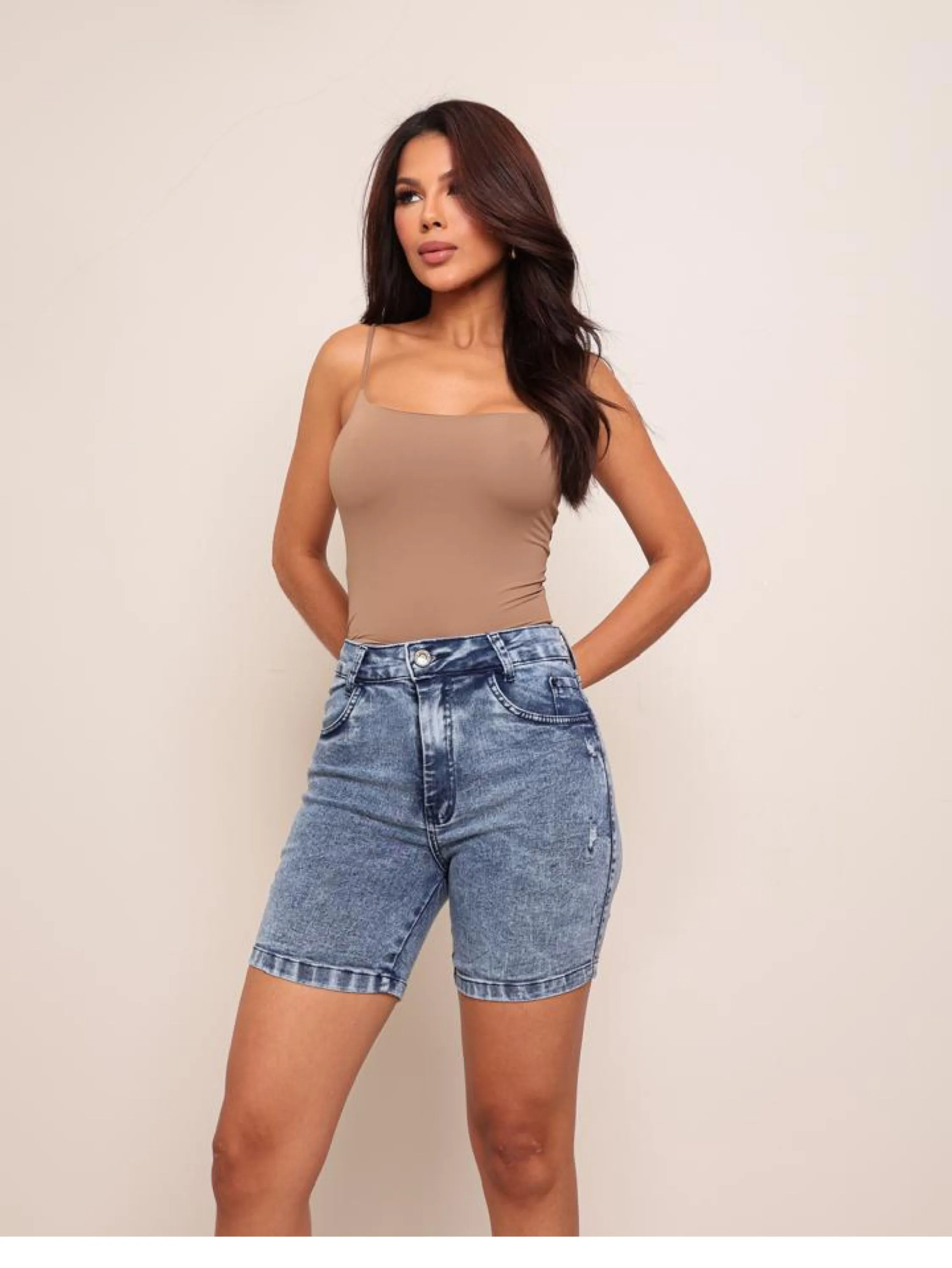 Meia coxa jeans feminina