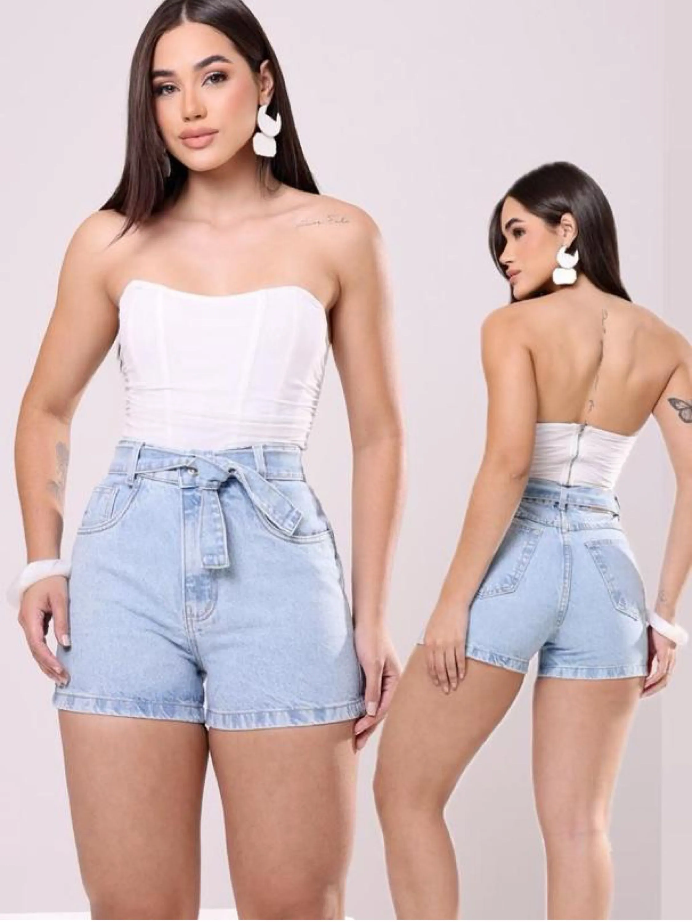 Short jeans feminino com cordonzinho