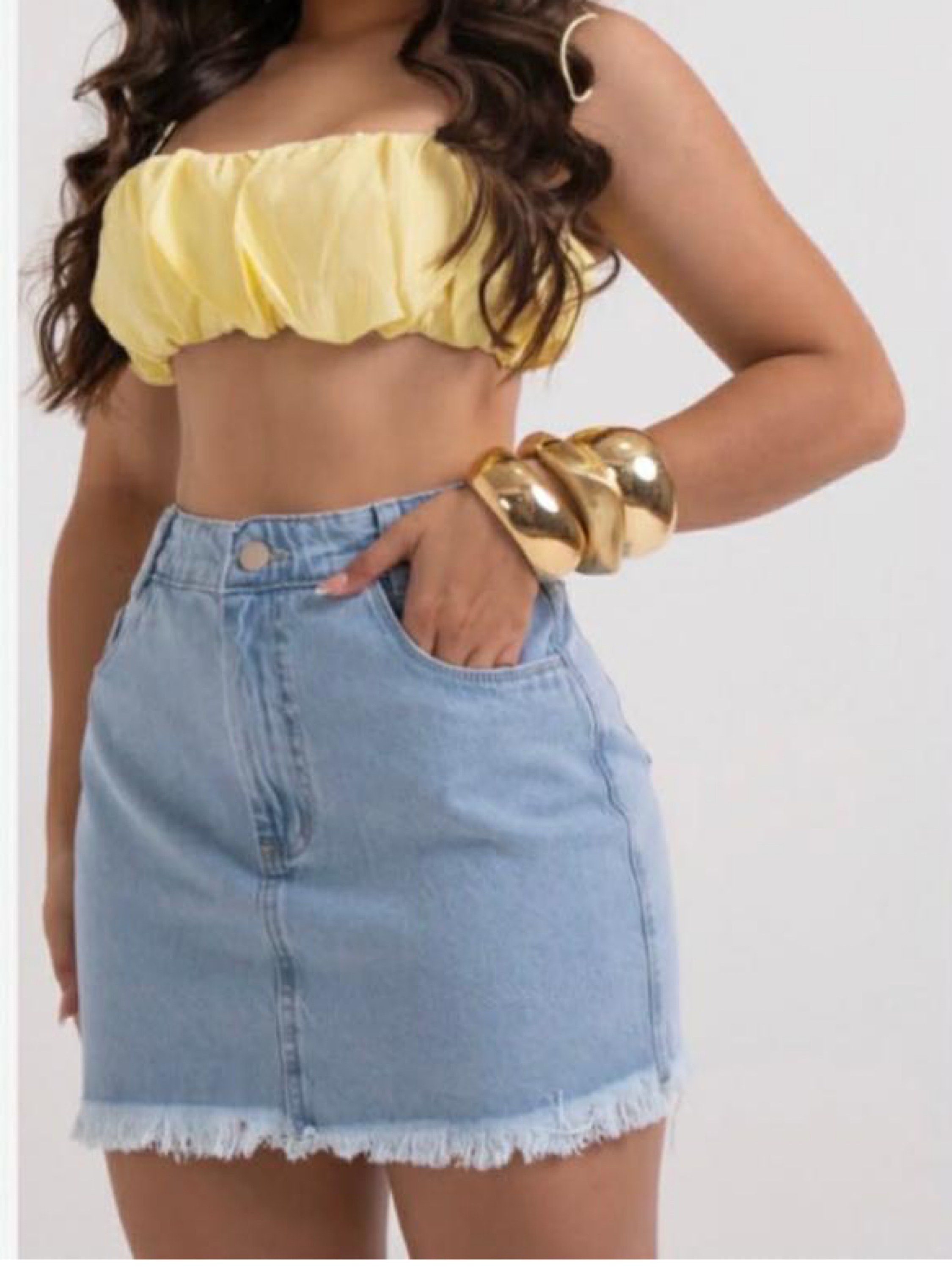 Saia jeans feminina