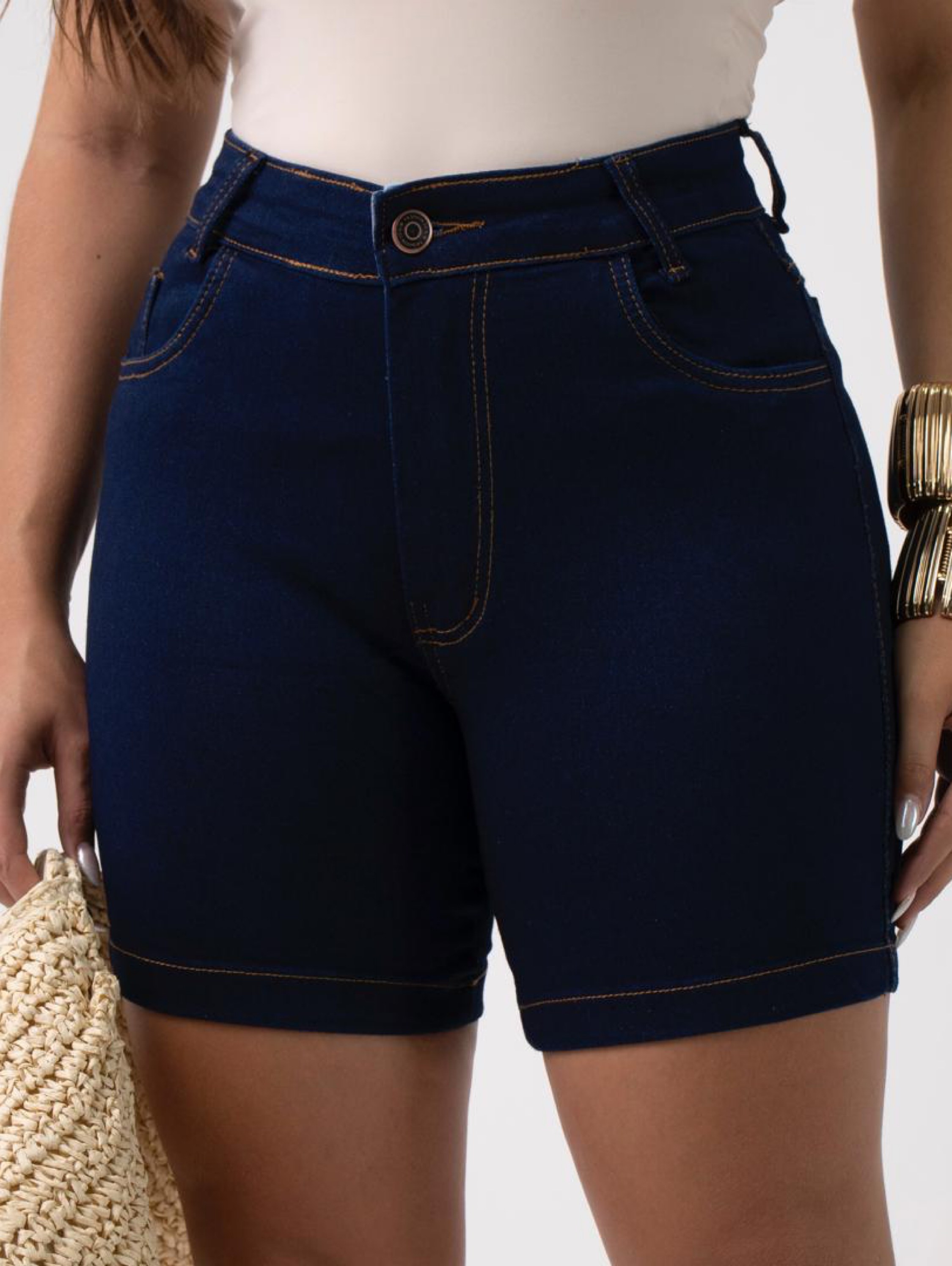 Meia coxa jeans feminina