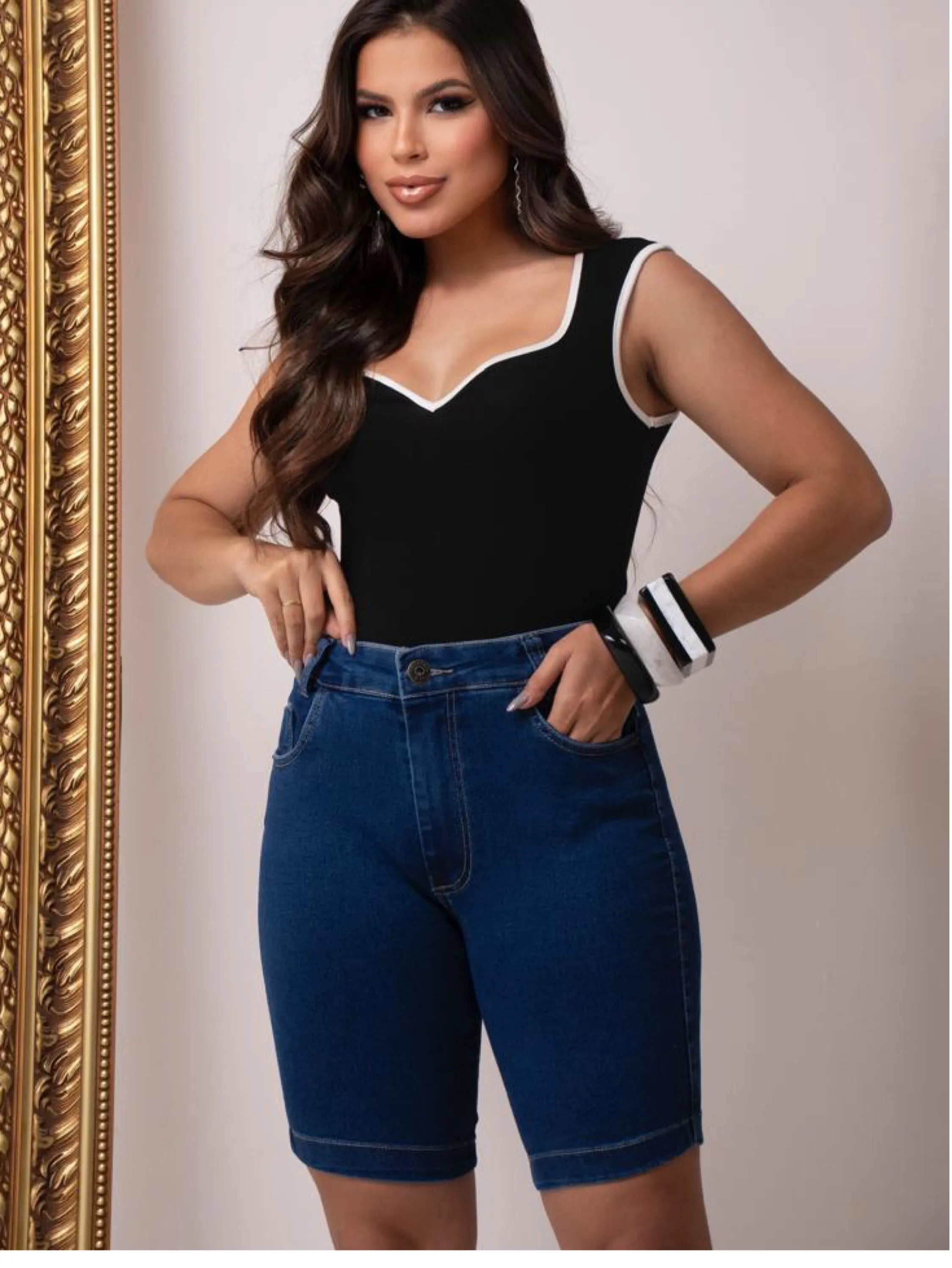 Bermuda jeans feminina