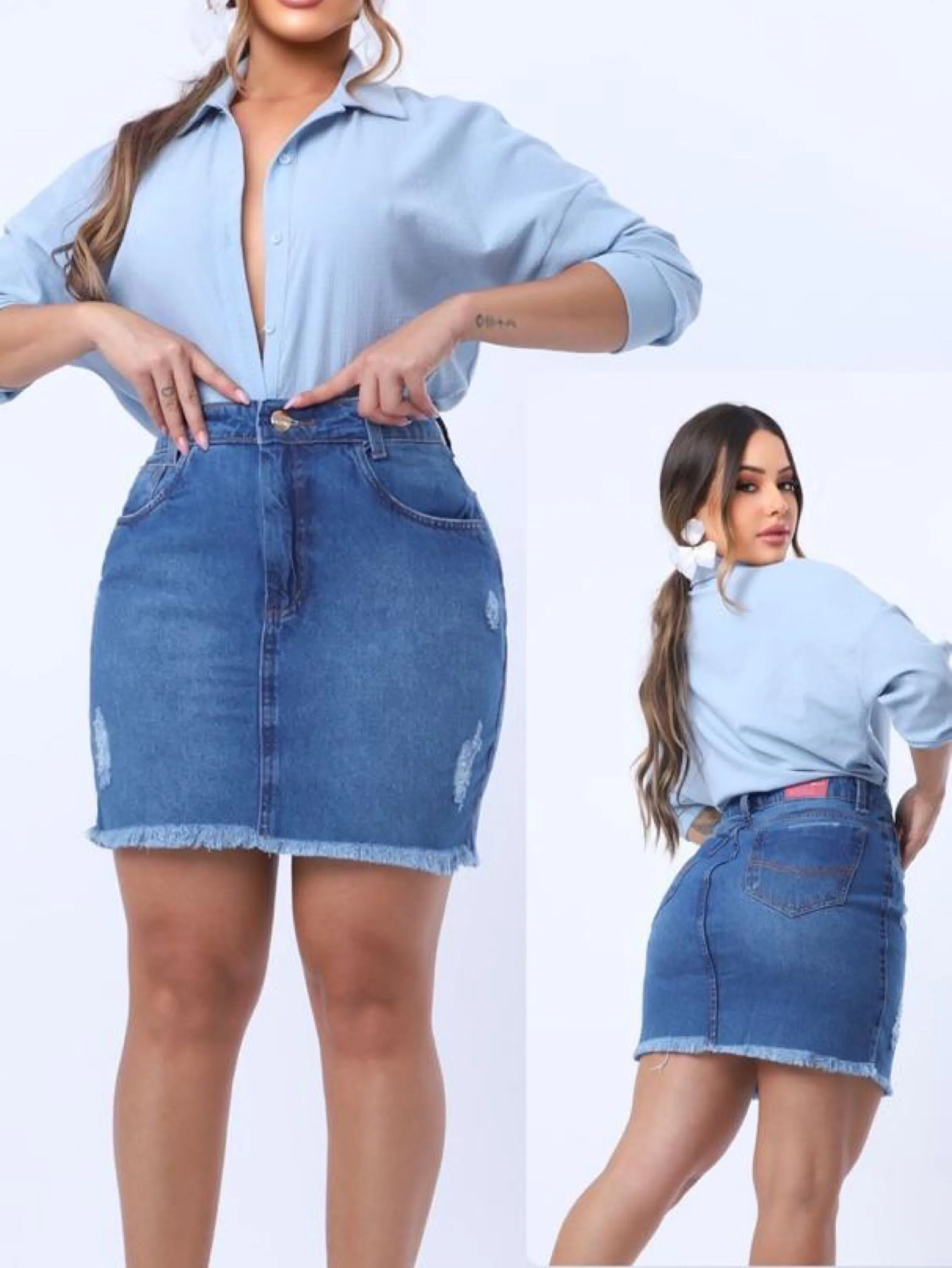 Saia jeans feminina