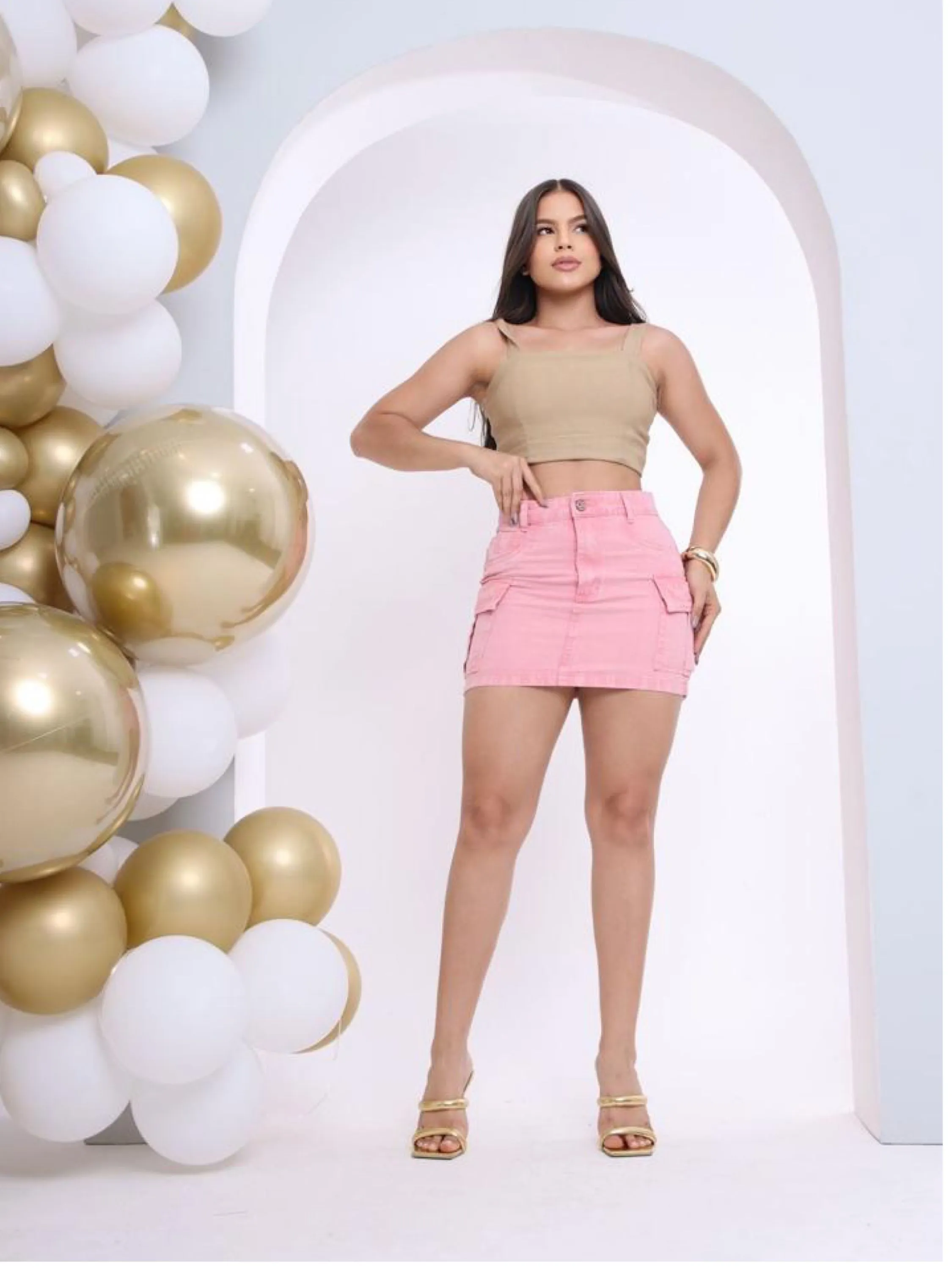 Saia cargo jeans feminina