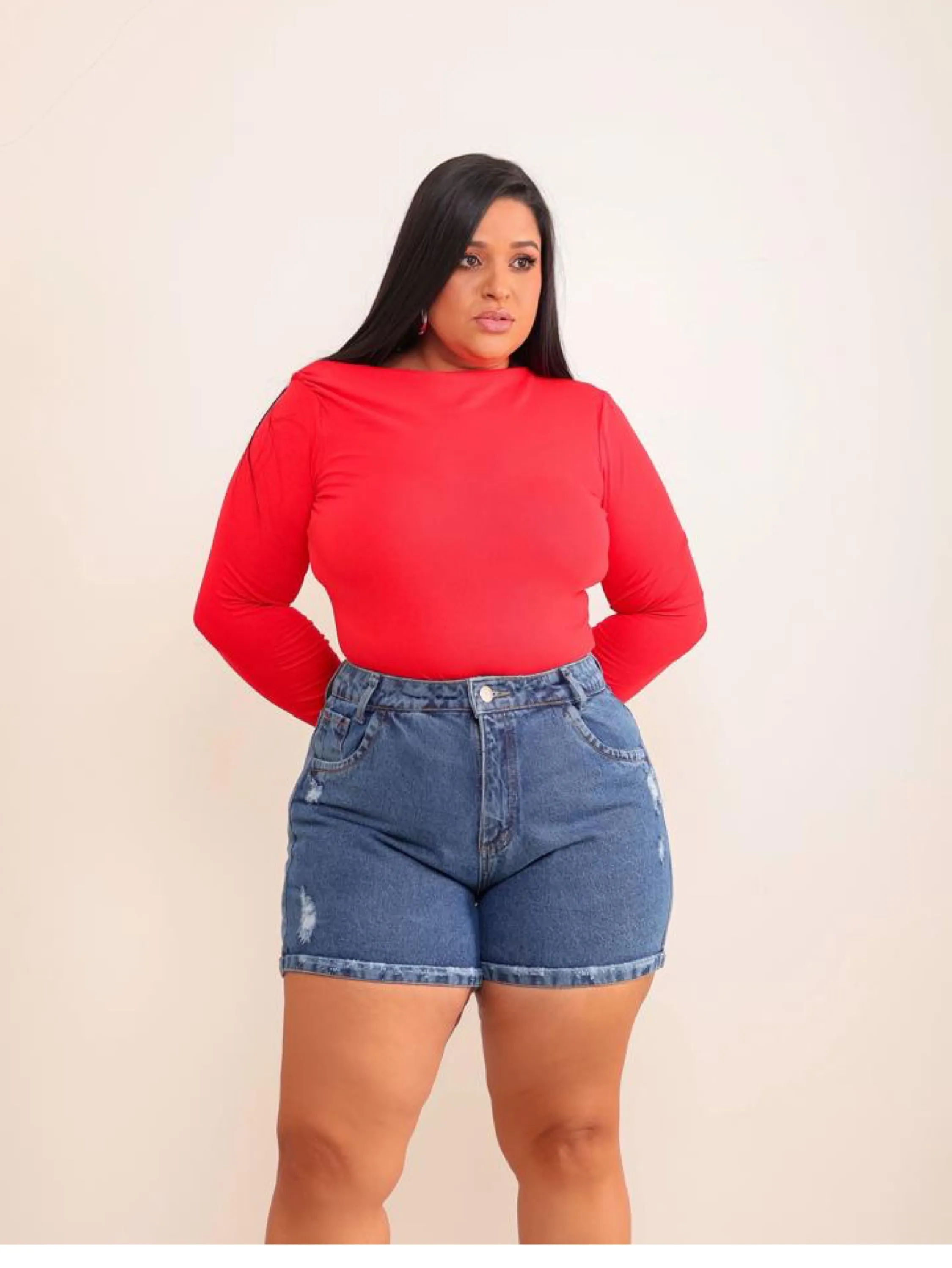 Short jeans feminino plus size