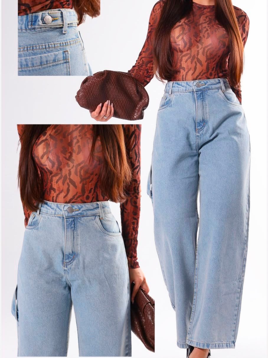 calça wide leg jeans feminina