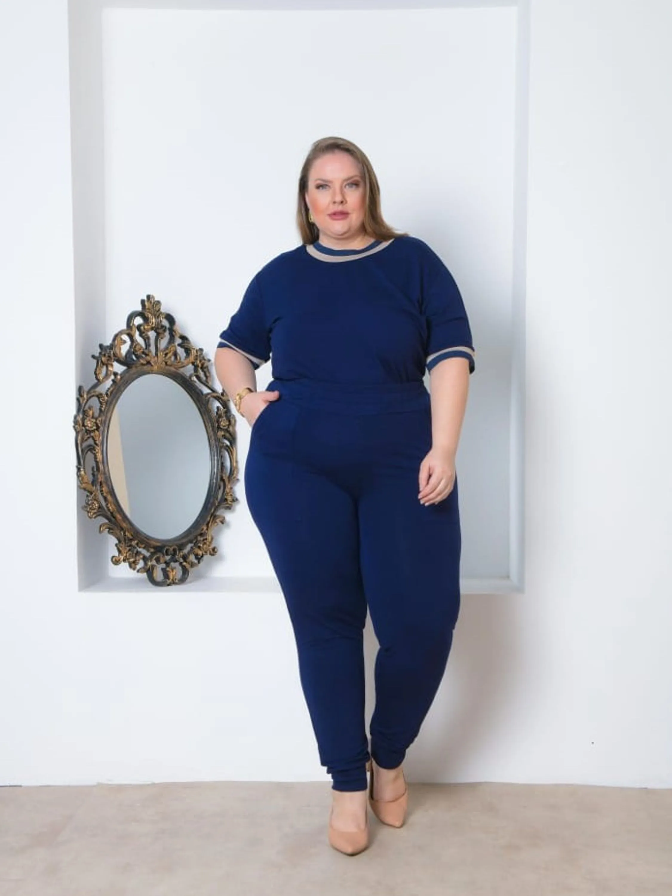 Conjunto Plus Size Feminino confortável e elegante Malha Moletinho do GG só G3