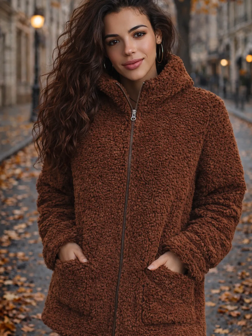 CASACO LONGO TEDDY COM ZIPER HEILA