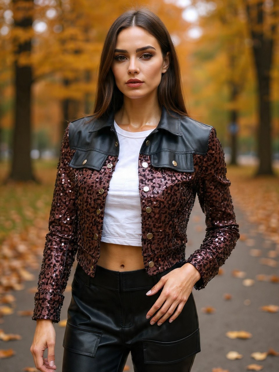 JAQUETA COURO PAETÊ NUBIA