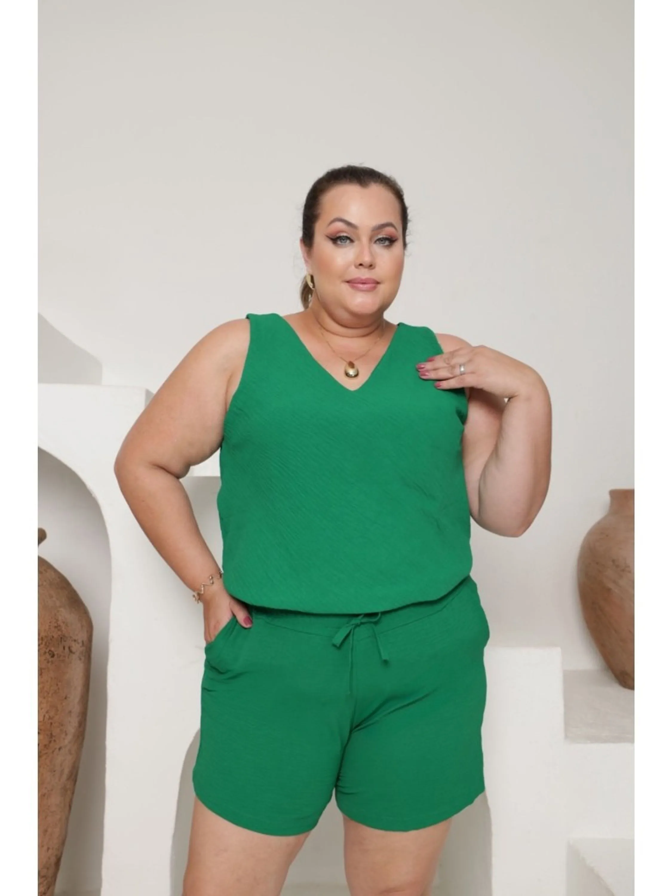 Conjunto plus size regata alça larga C2311