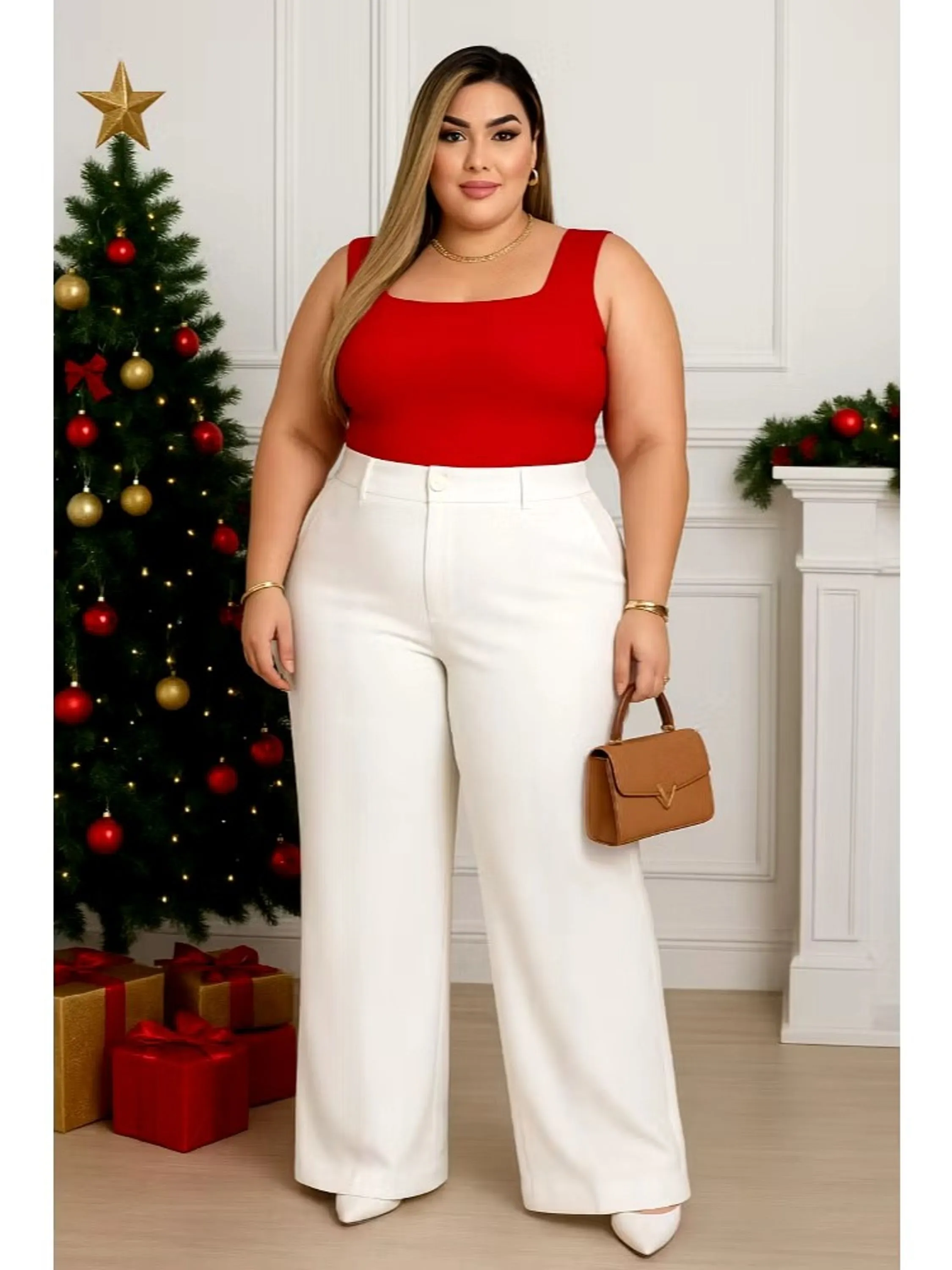 Calça Pantalona Plus Size Feminina