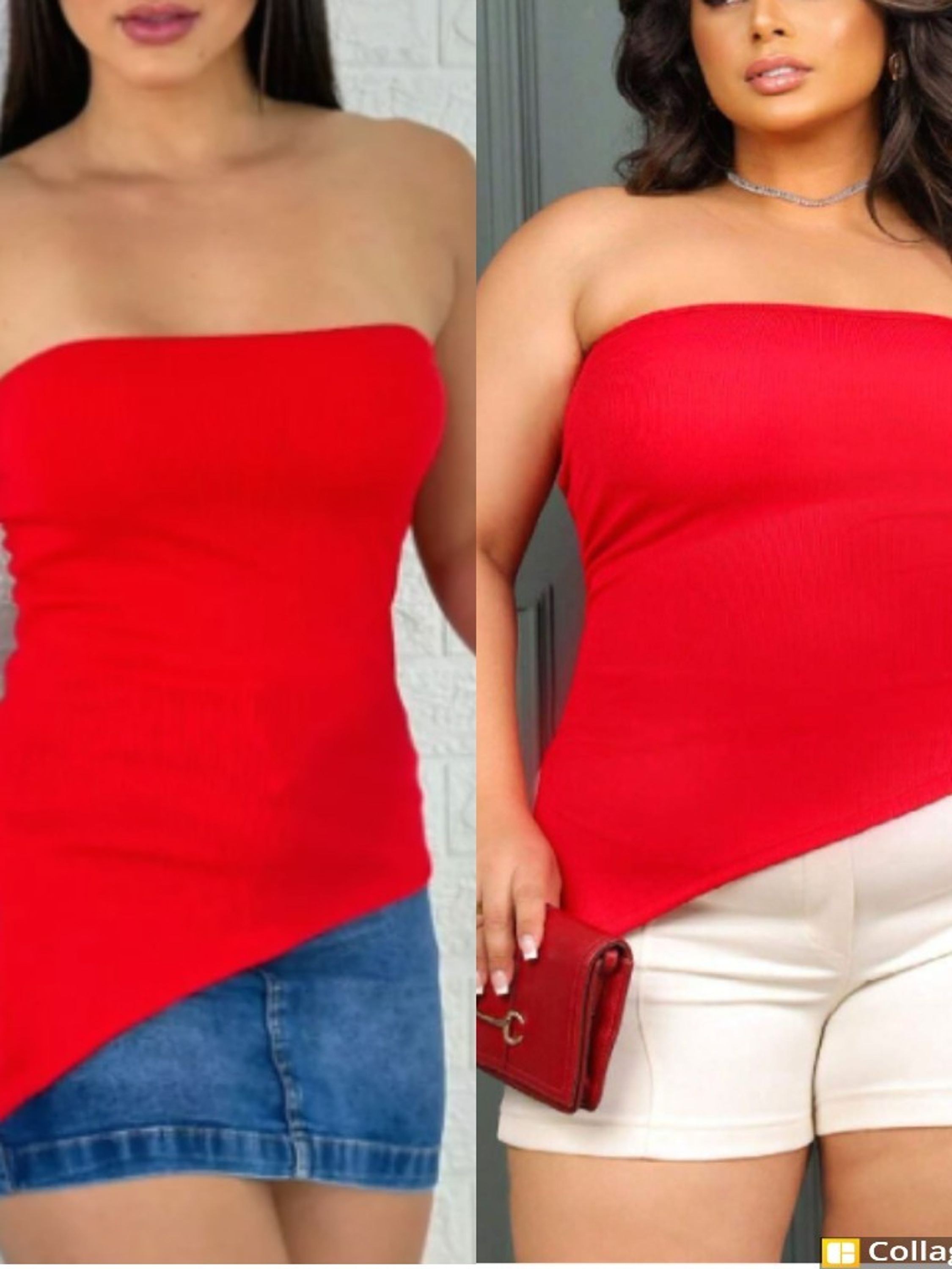 Blusa feminina tomara que caia assimétrica C1318