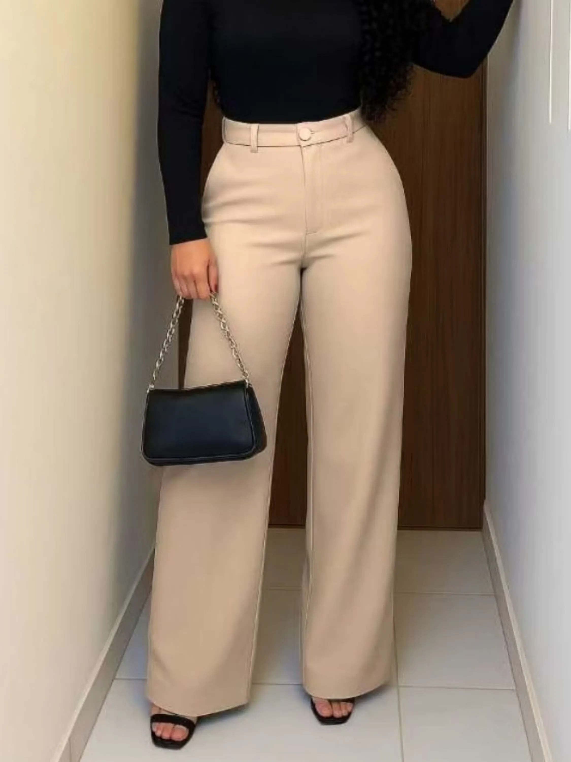 Calça alfaiataria wide leg pantalona C7676