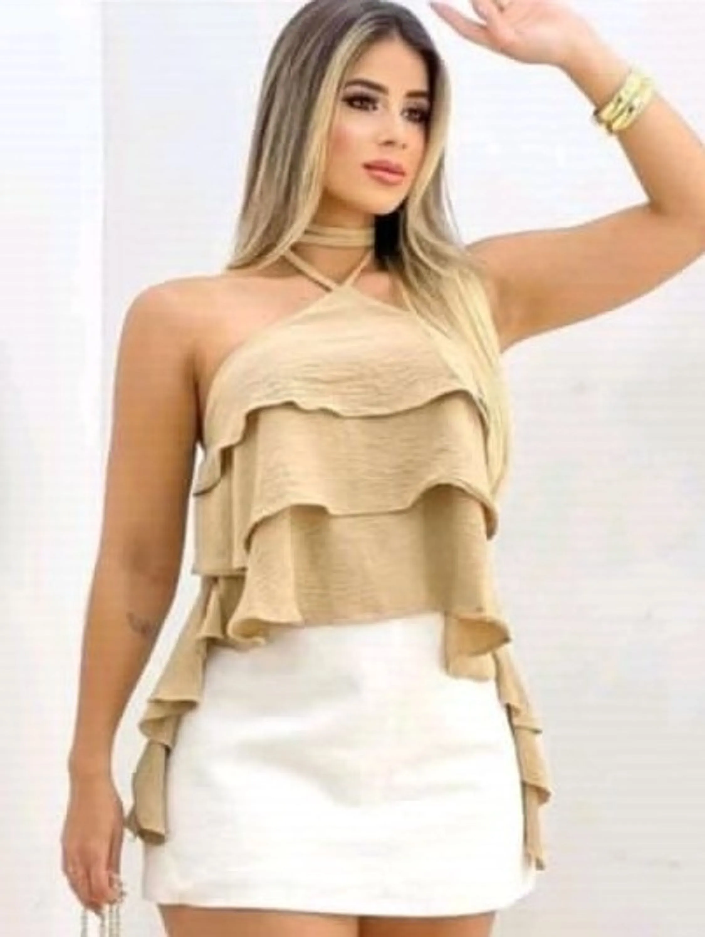 Blusa regata amarração babado C1205
