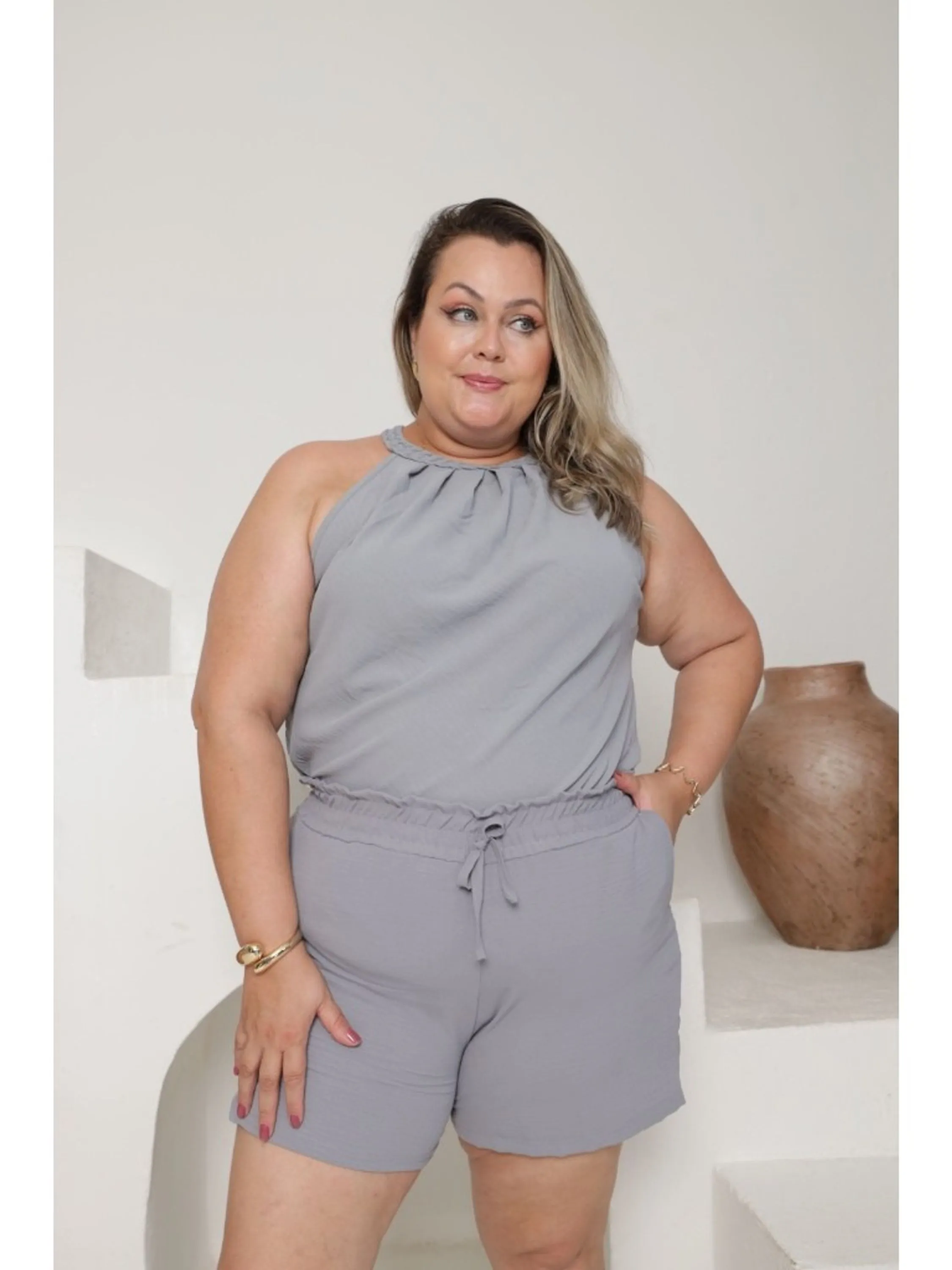 Conjunto plus size gola trançada C2306