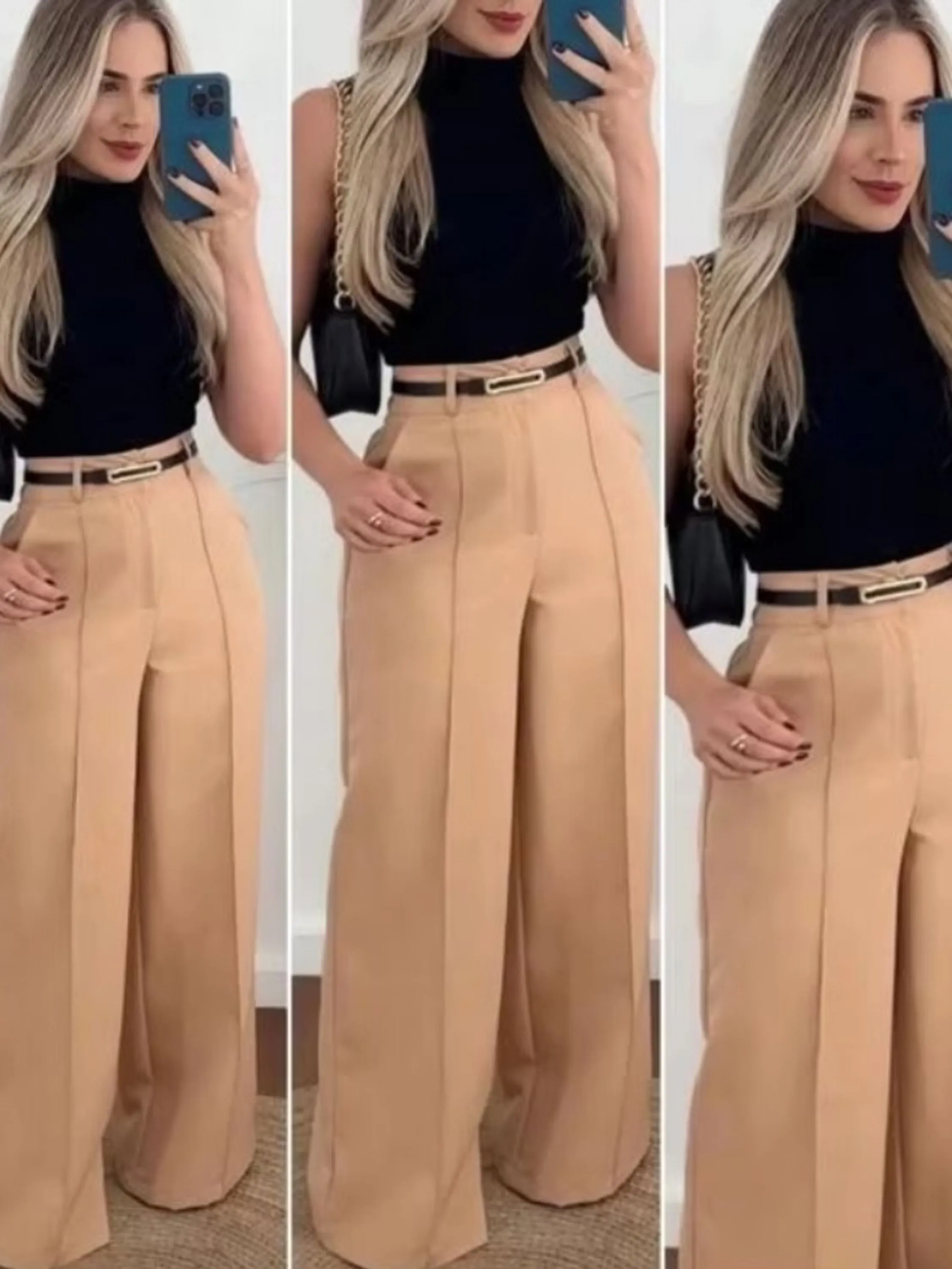 Calça Pantalona Com Elástico Alfaiataria