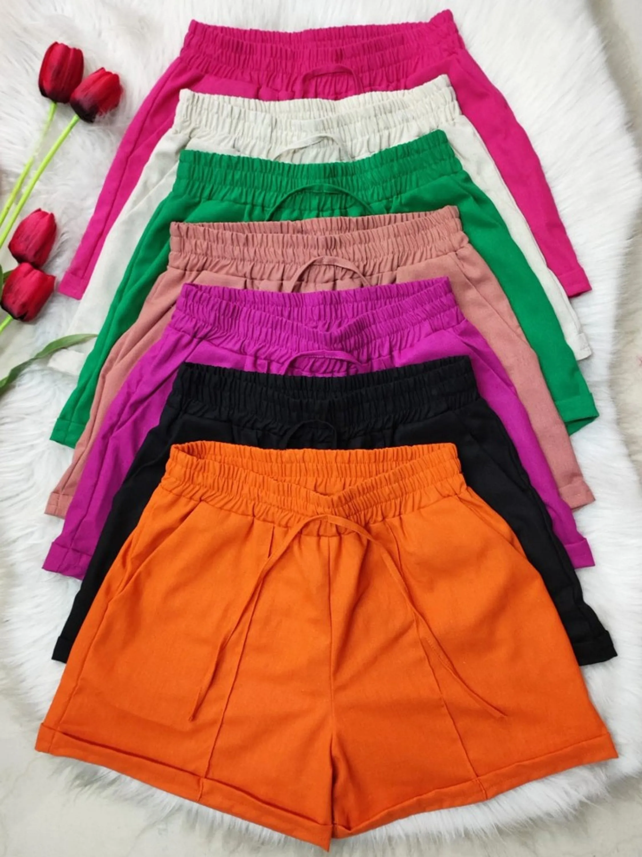 Short linho feminino com barra C2929
