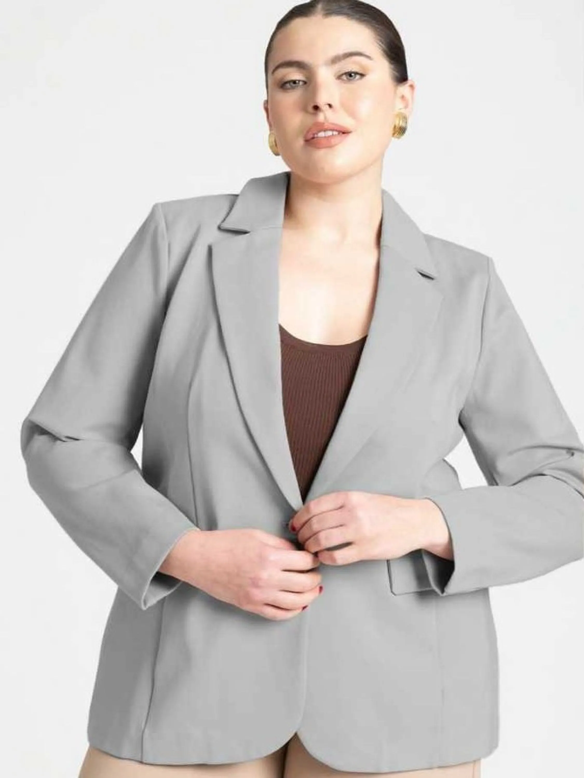 Blazer alfaiataria plus size com botões forrados C4277