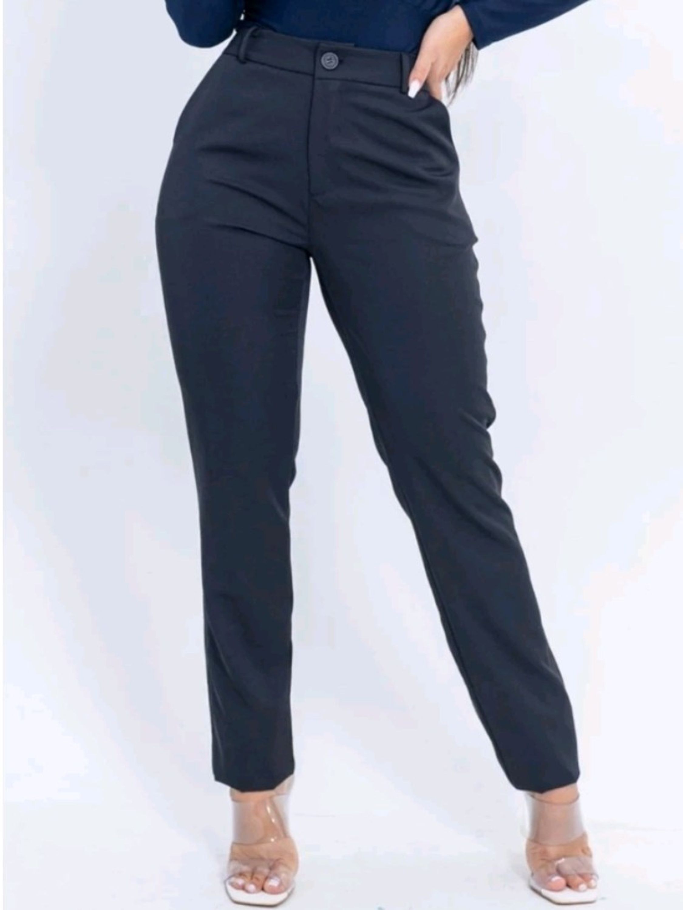 Calça Alfaiataria Com Bolsos Fake C755