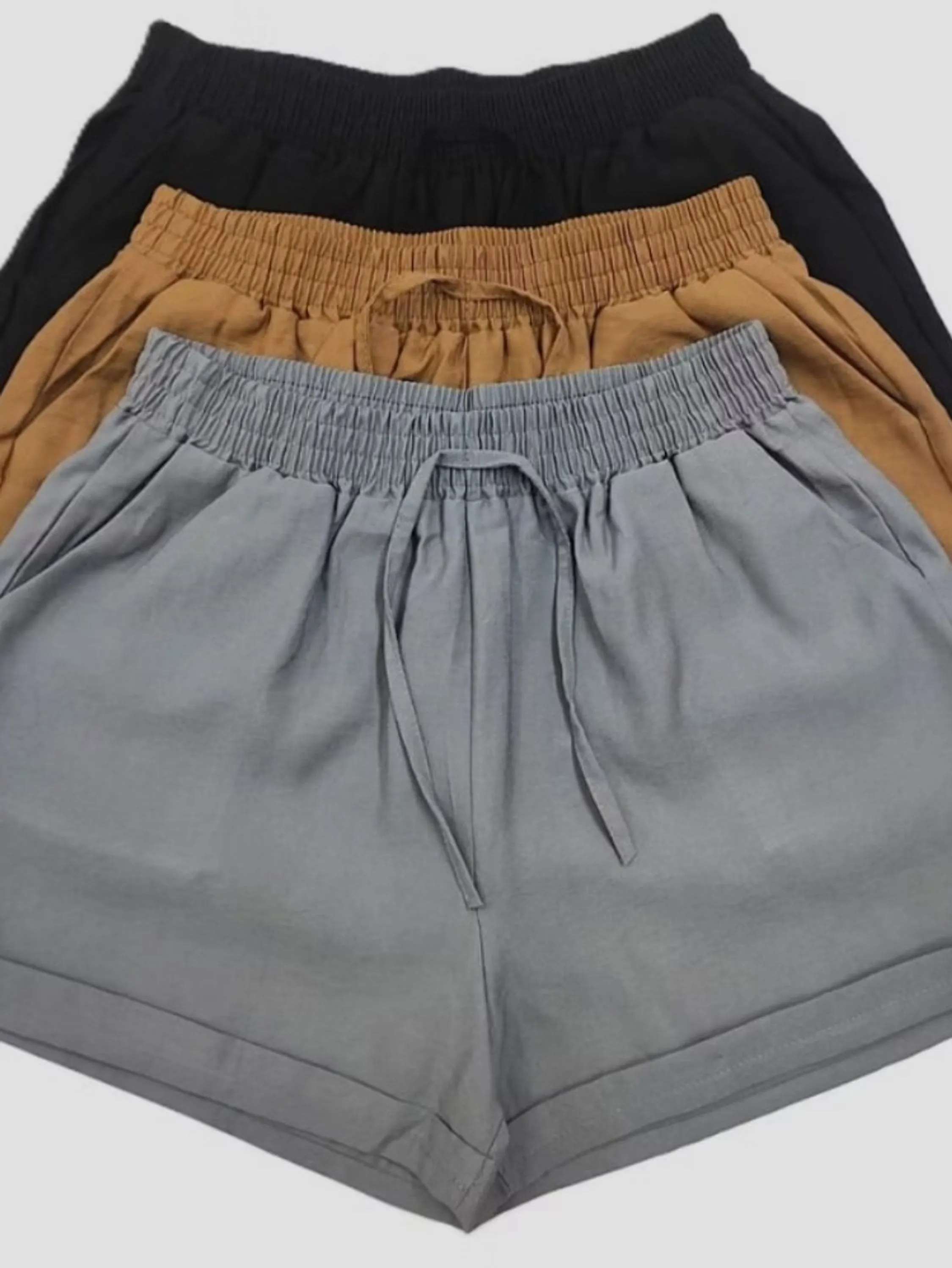 Short feminino soltinho confortável viscos sarja