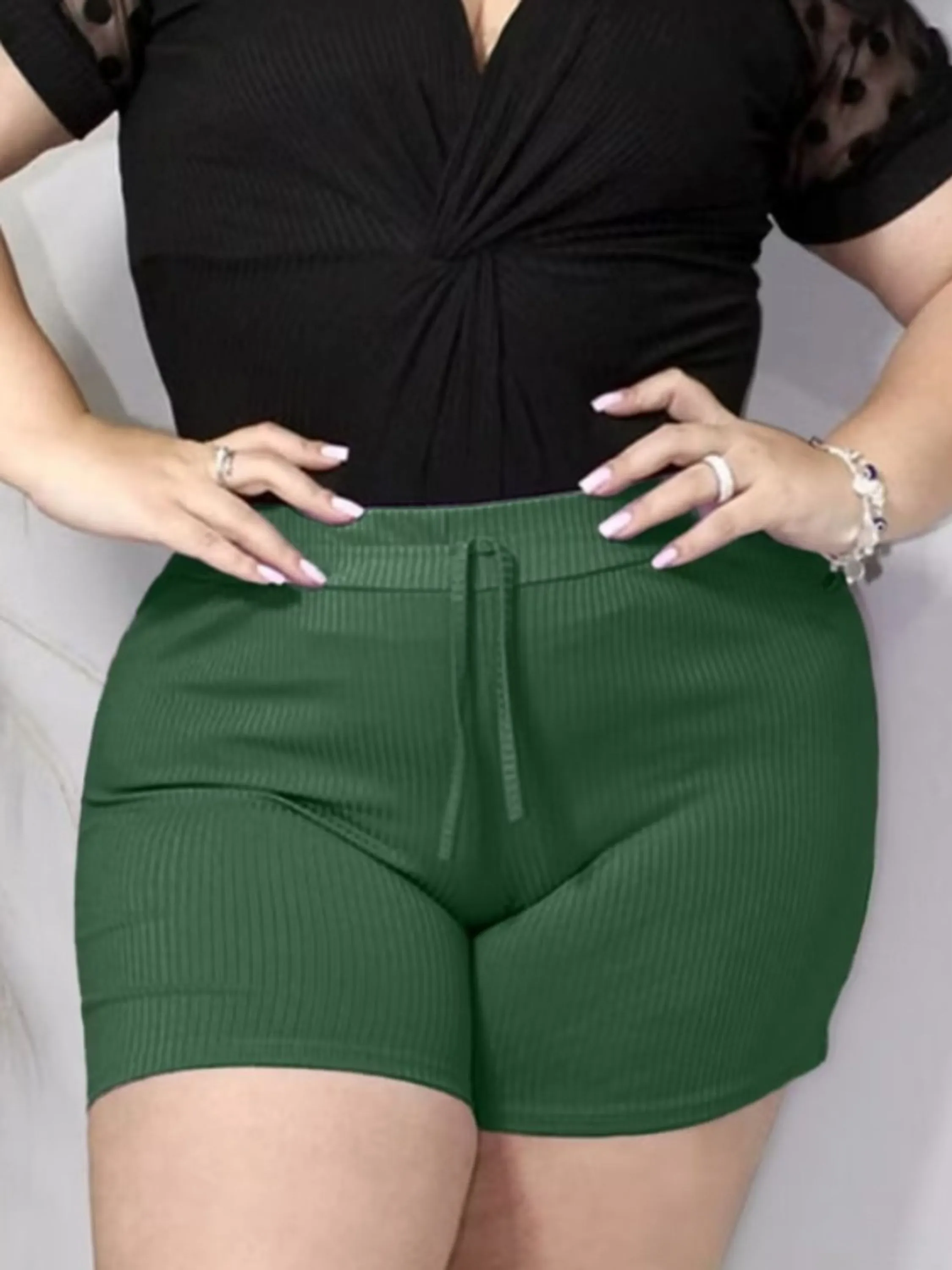 Short Canelado Plus Size