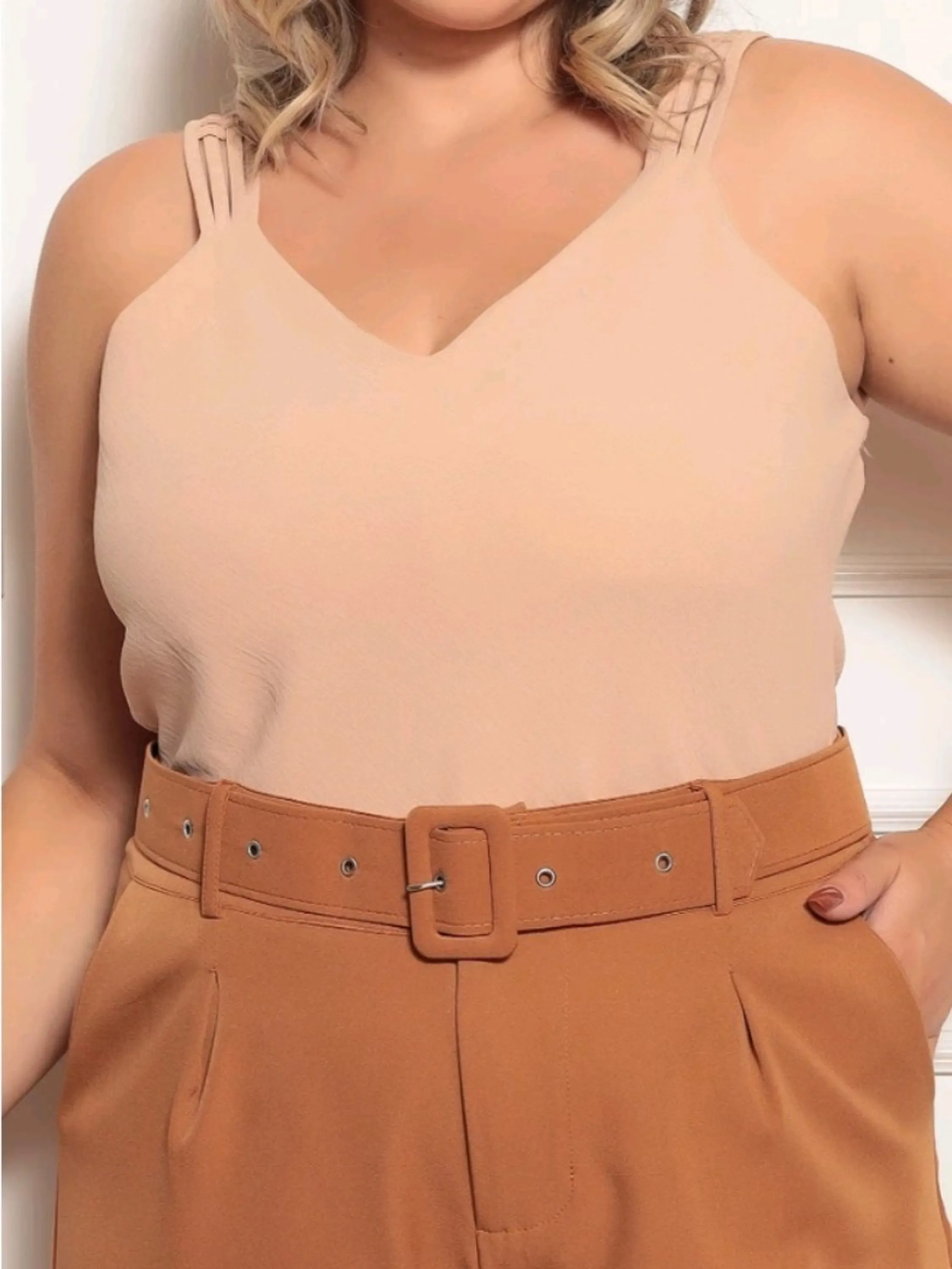 Blusa Regata Plus Size Detalhada Lançamento