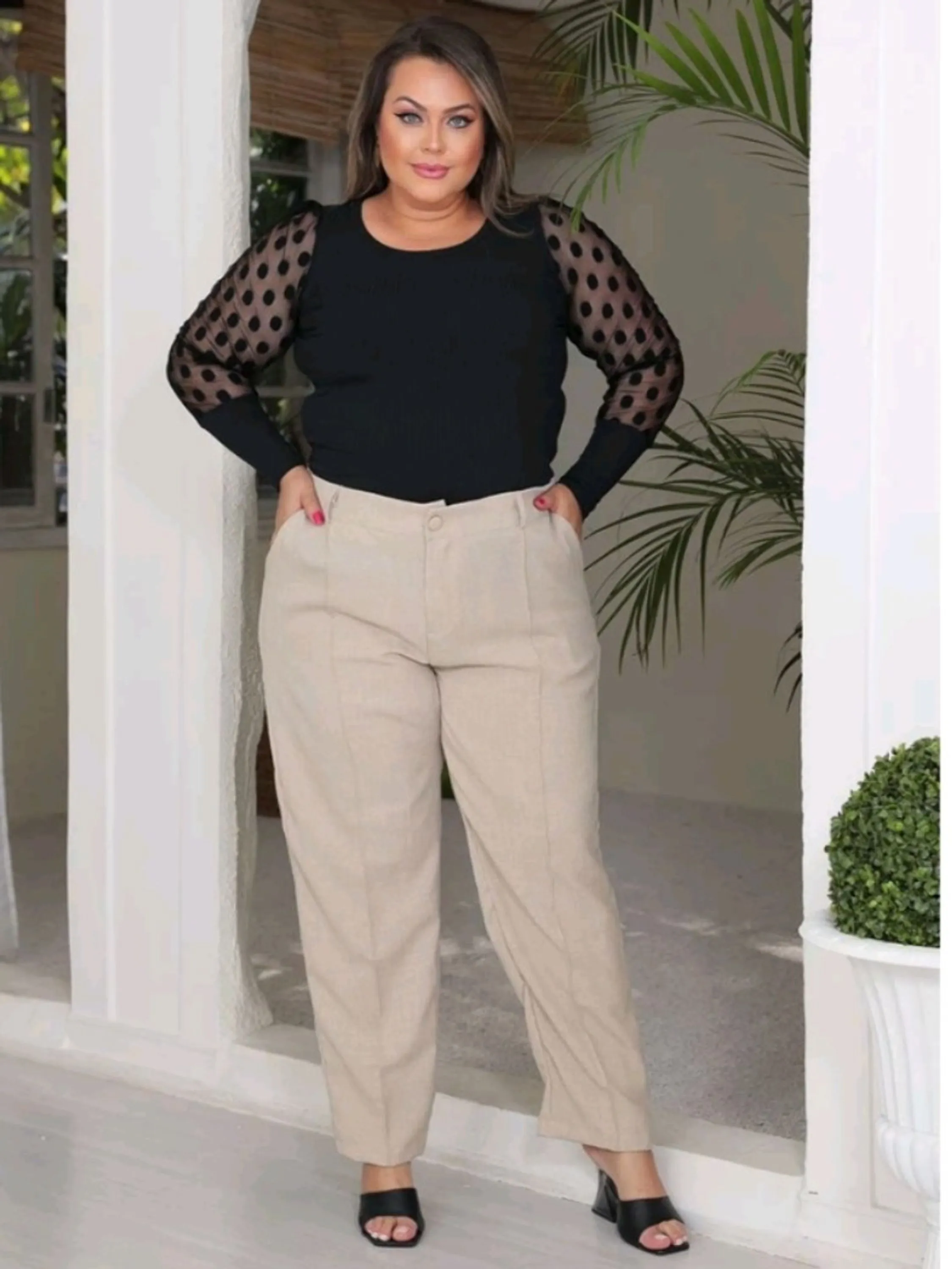 Calça Plus Size Linho Social