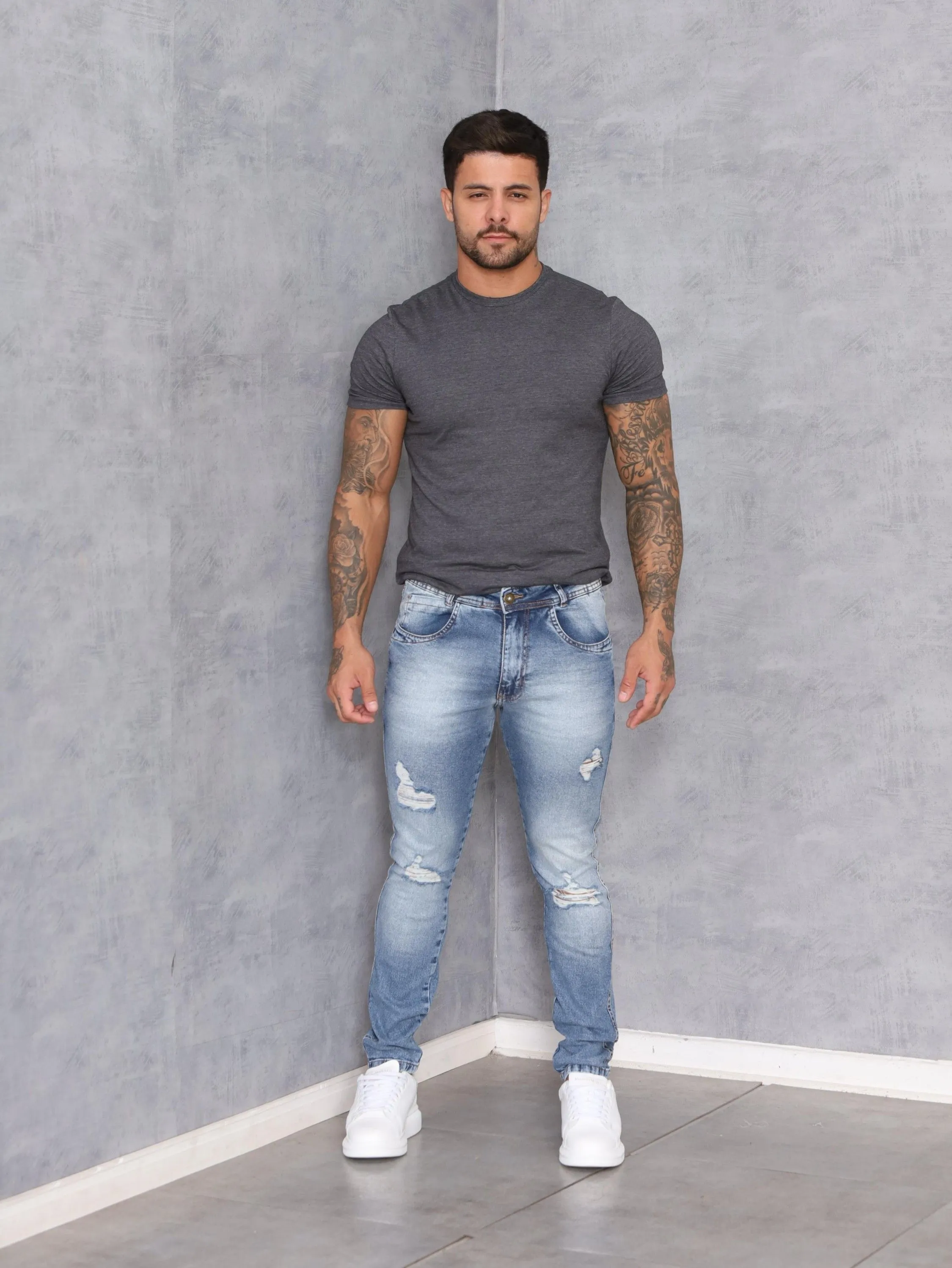 Calça jeans masculina REF 14044-A