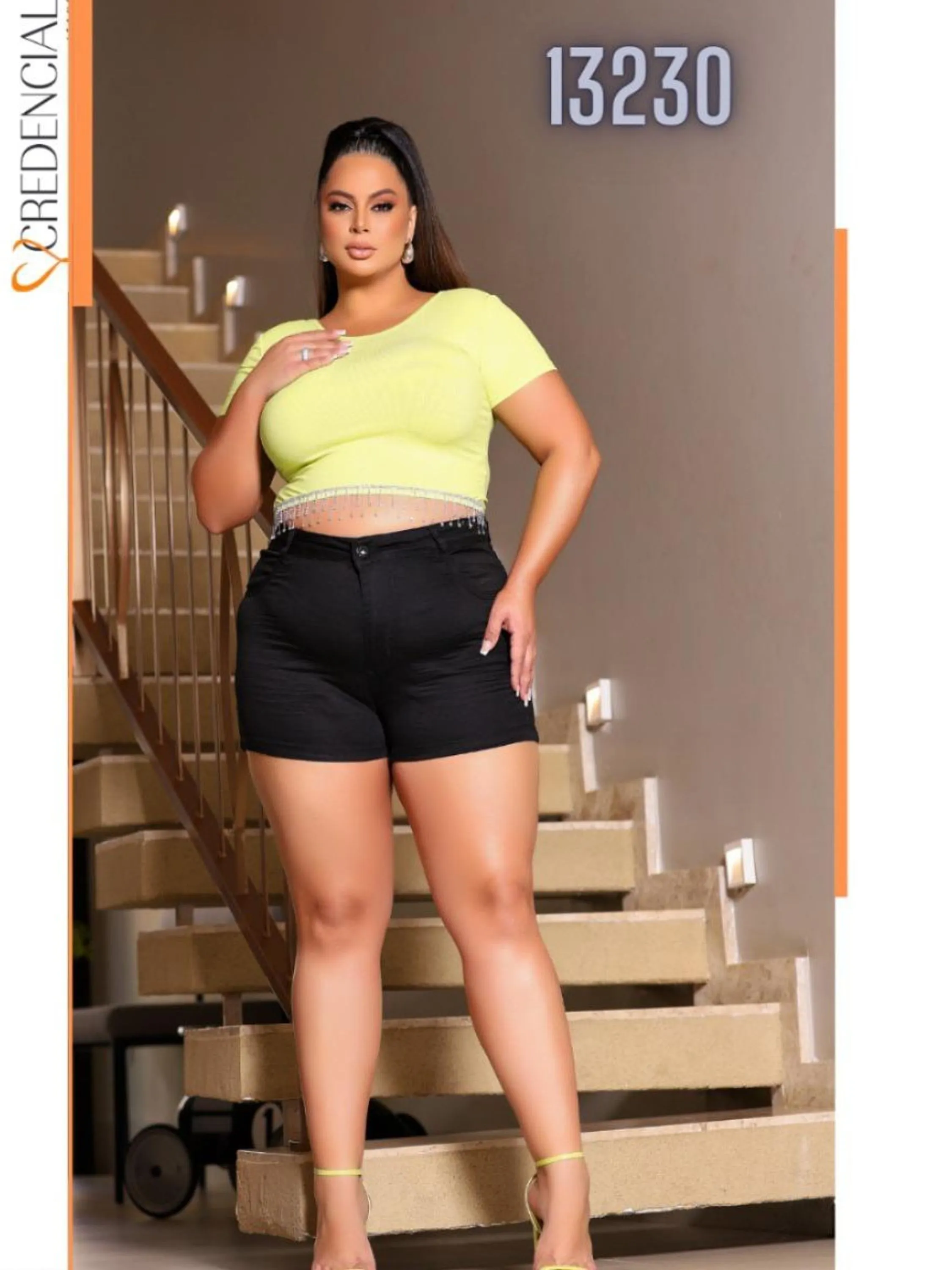 Shorts Preto Plus Size REF:13230