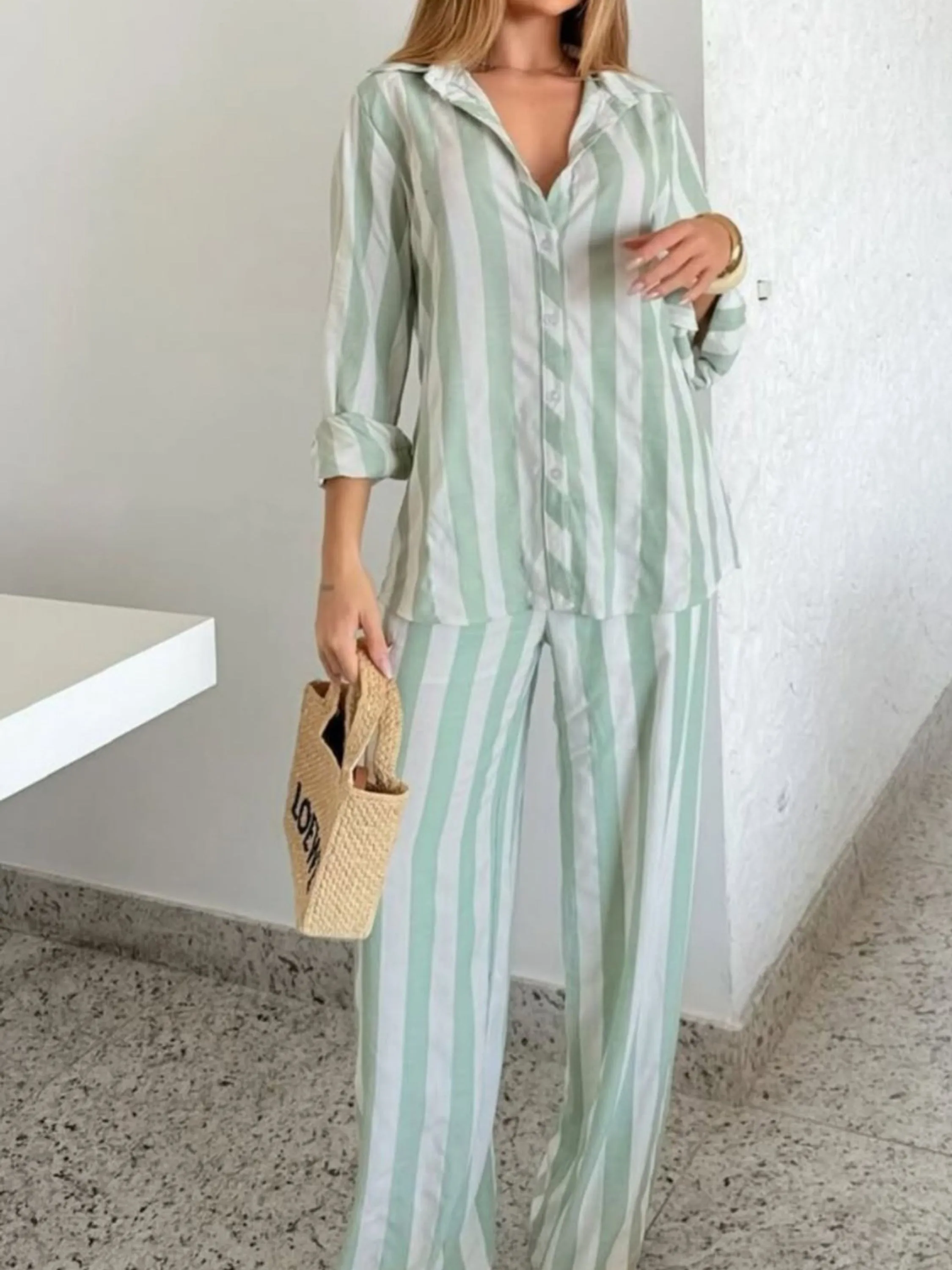 Conjunto listrado plus size #Panpan_fashion