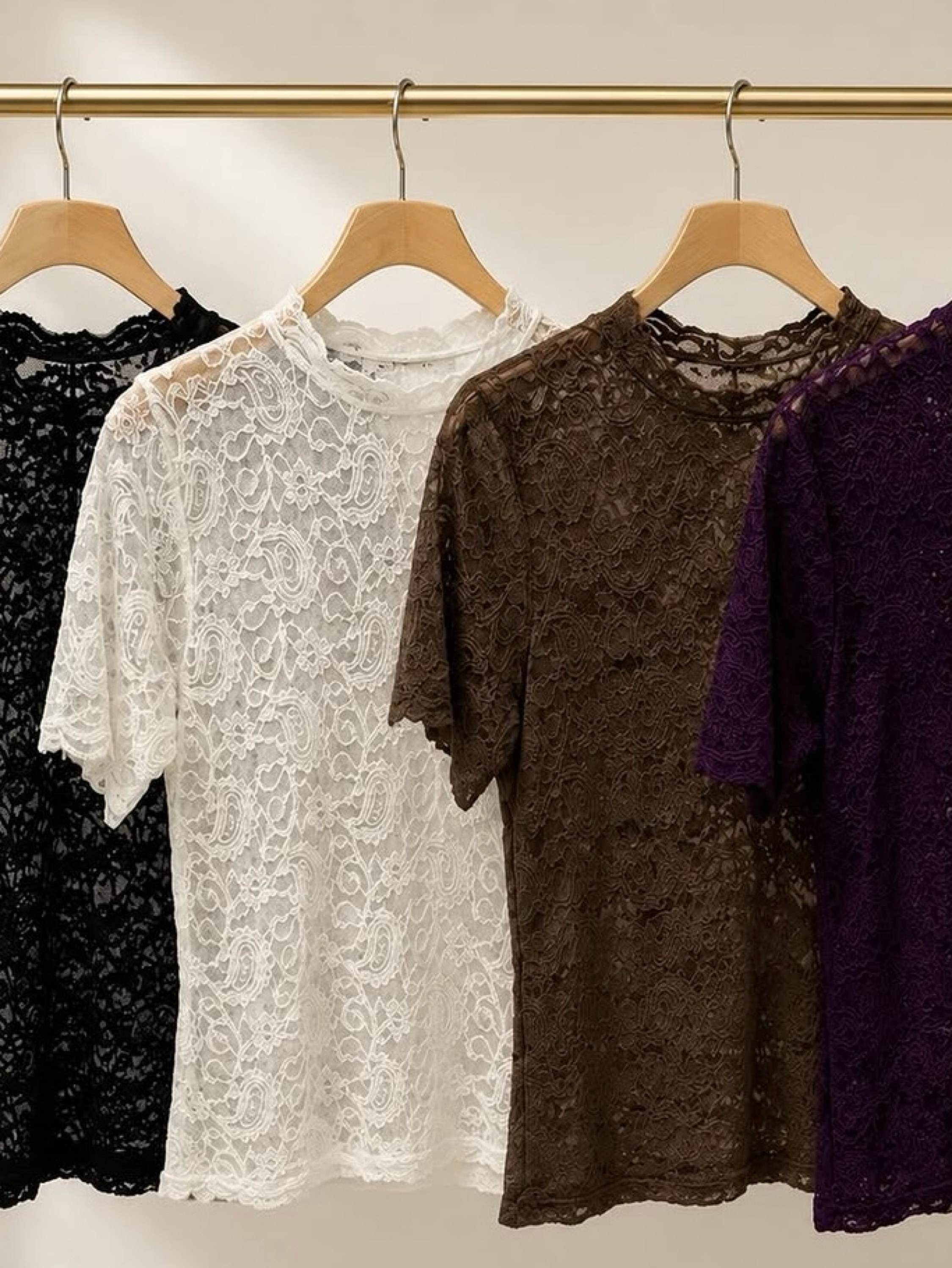 Blusa de renda manga curta #Panpan_fashion