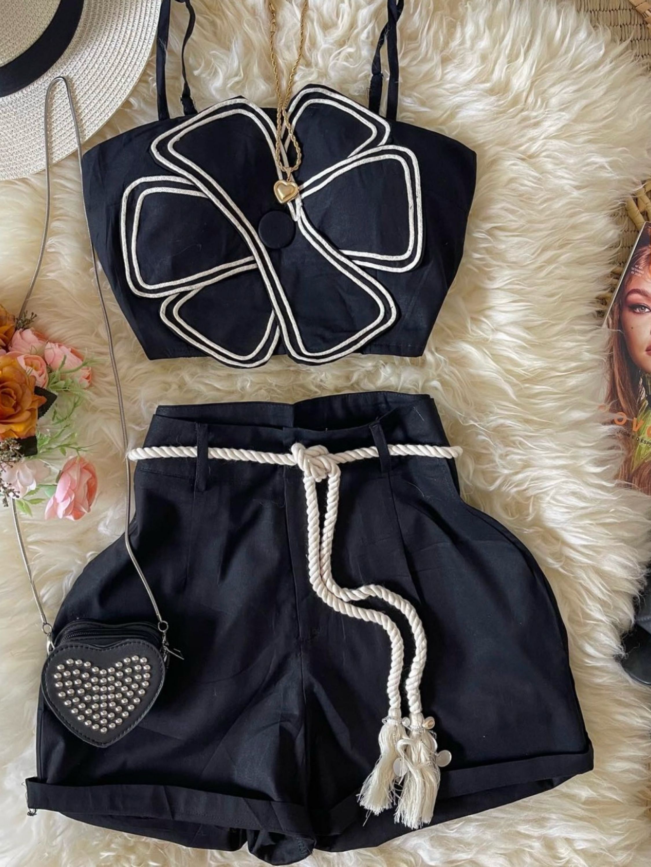 Conjunto linho importado panpan fashion feminina