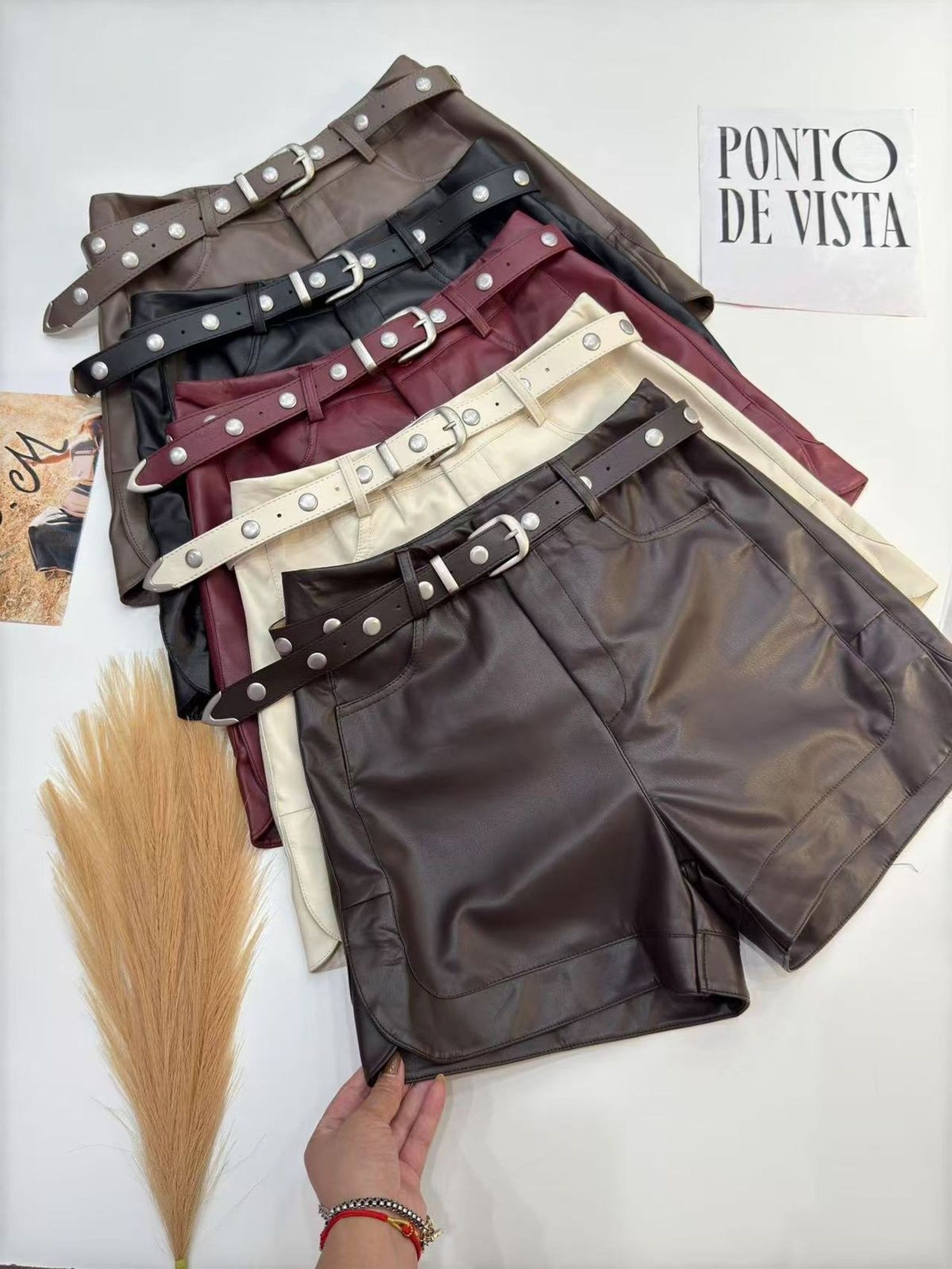 Shorts de courino com cinto #Panpan_fashion