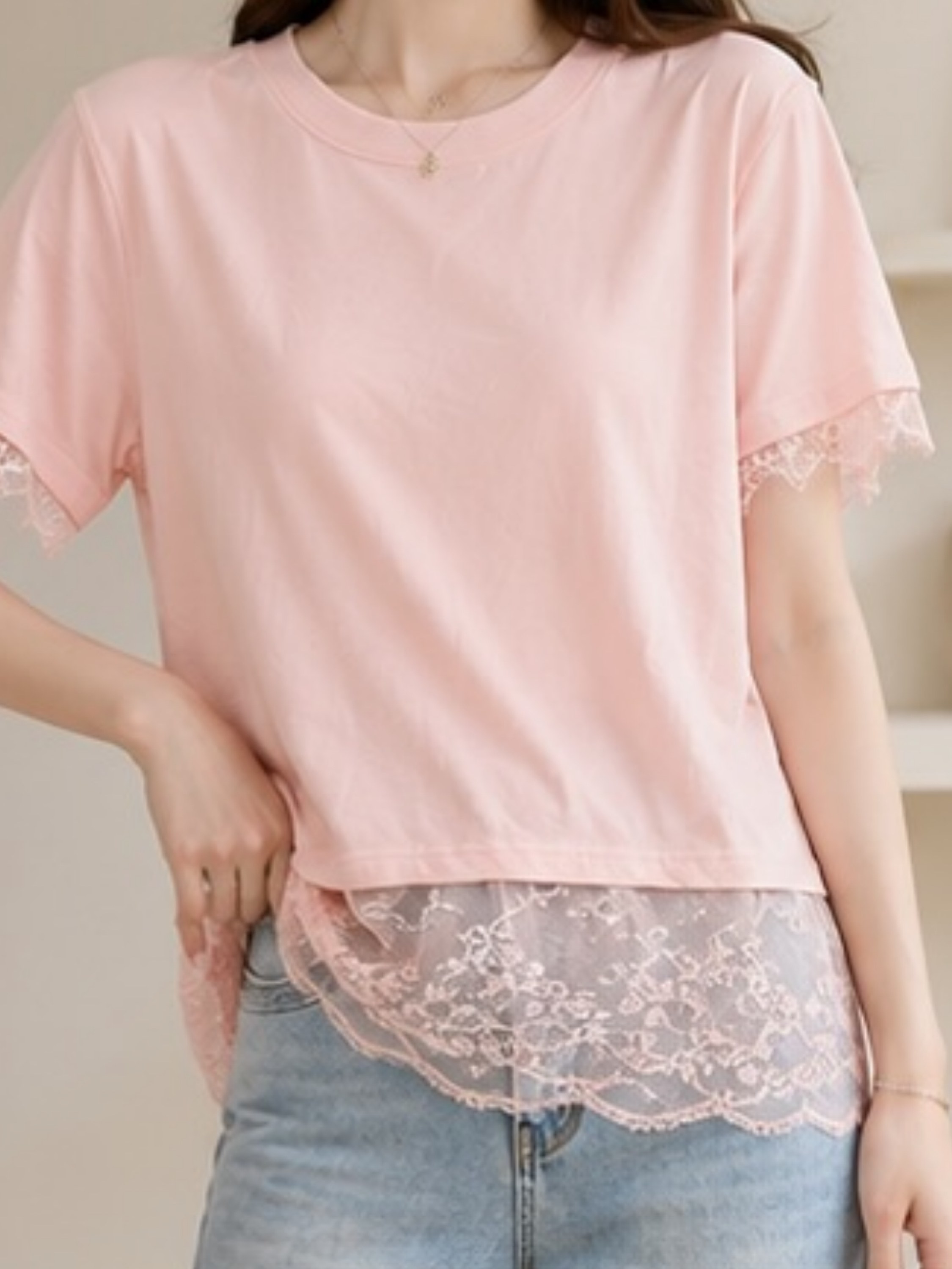 Blusa manga curta com renda #Panpan_fashion