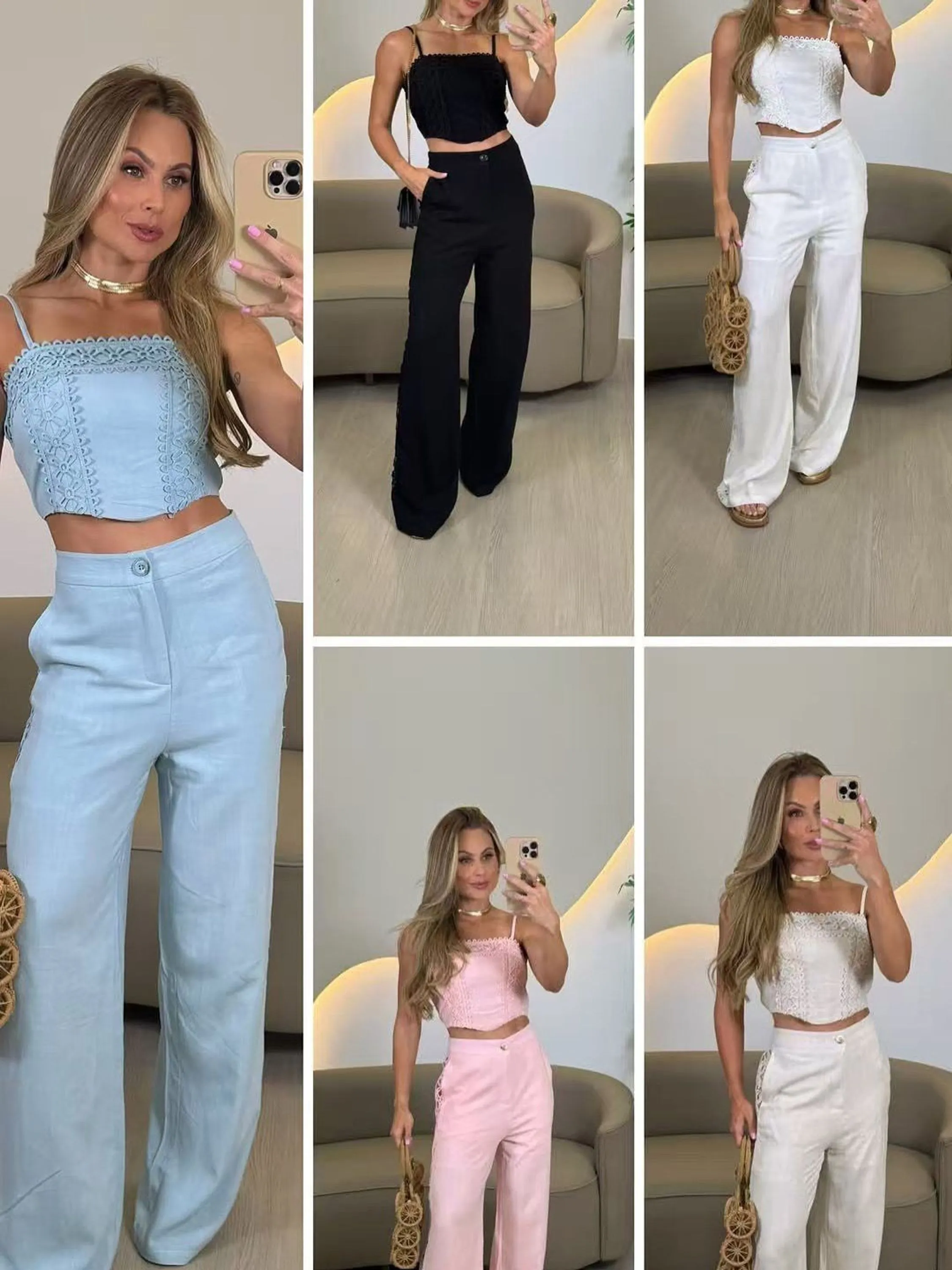 Conjunto cropeed com calca #Panpan_fashion