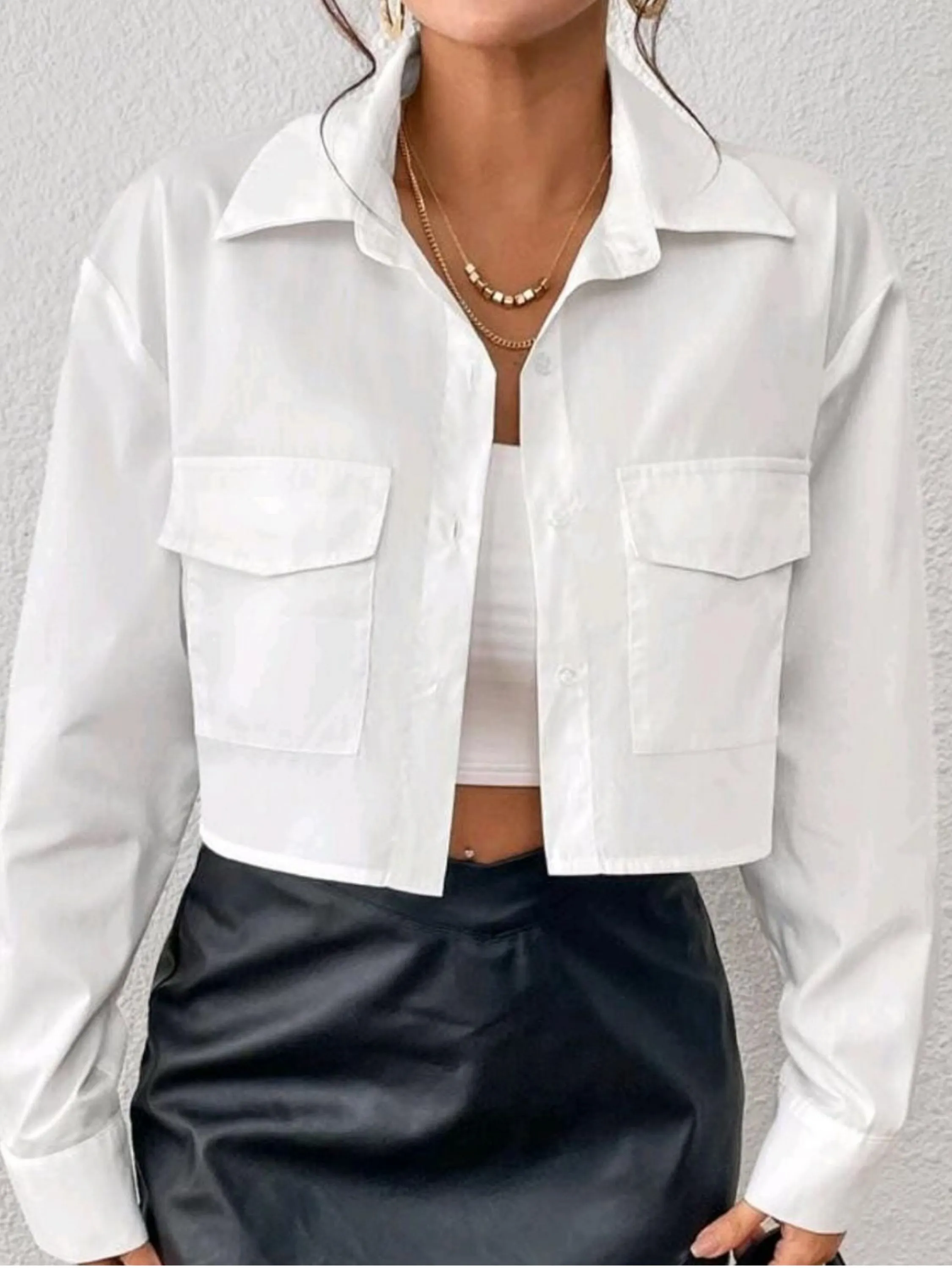 Camisa cropped importado de tricoline