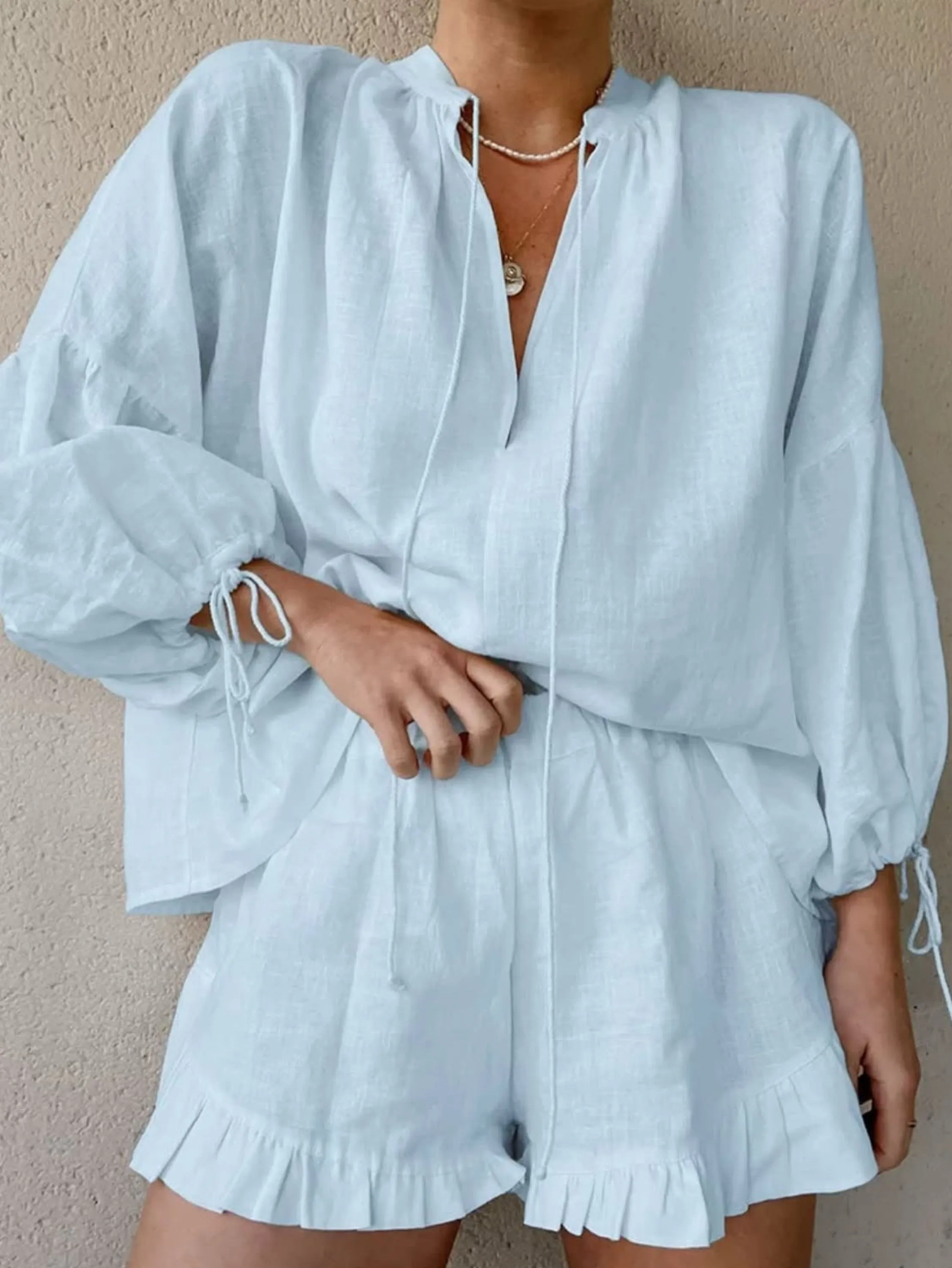 Conjunto manga longa com short #Panpan_fashion