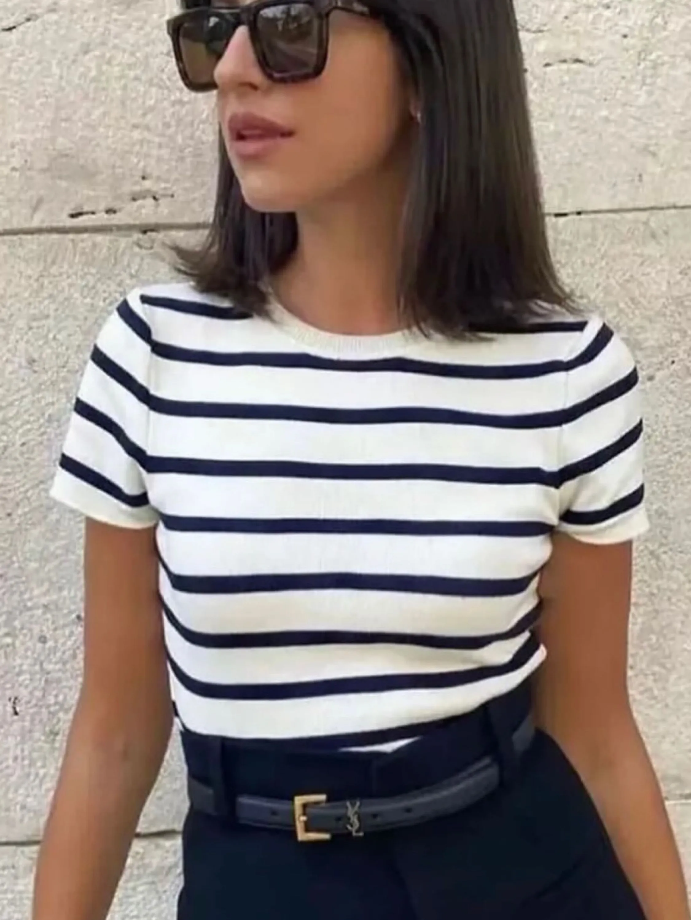 Blusa tricô  -manga curta Panpanfashion feminina