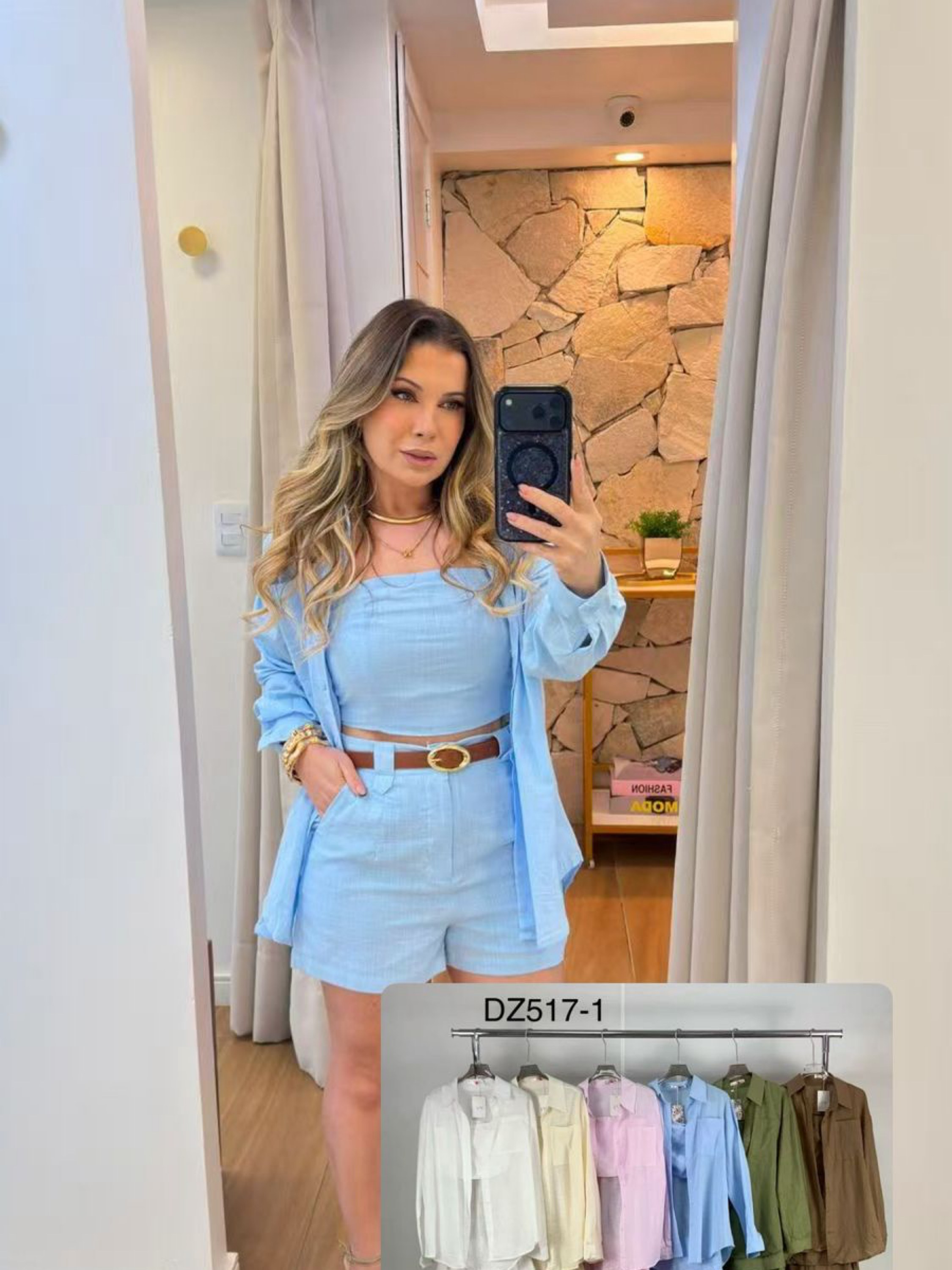 Conjunto manga longa de short #Panpan_fashion