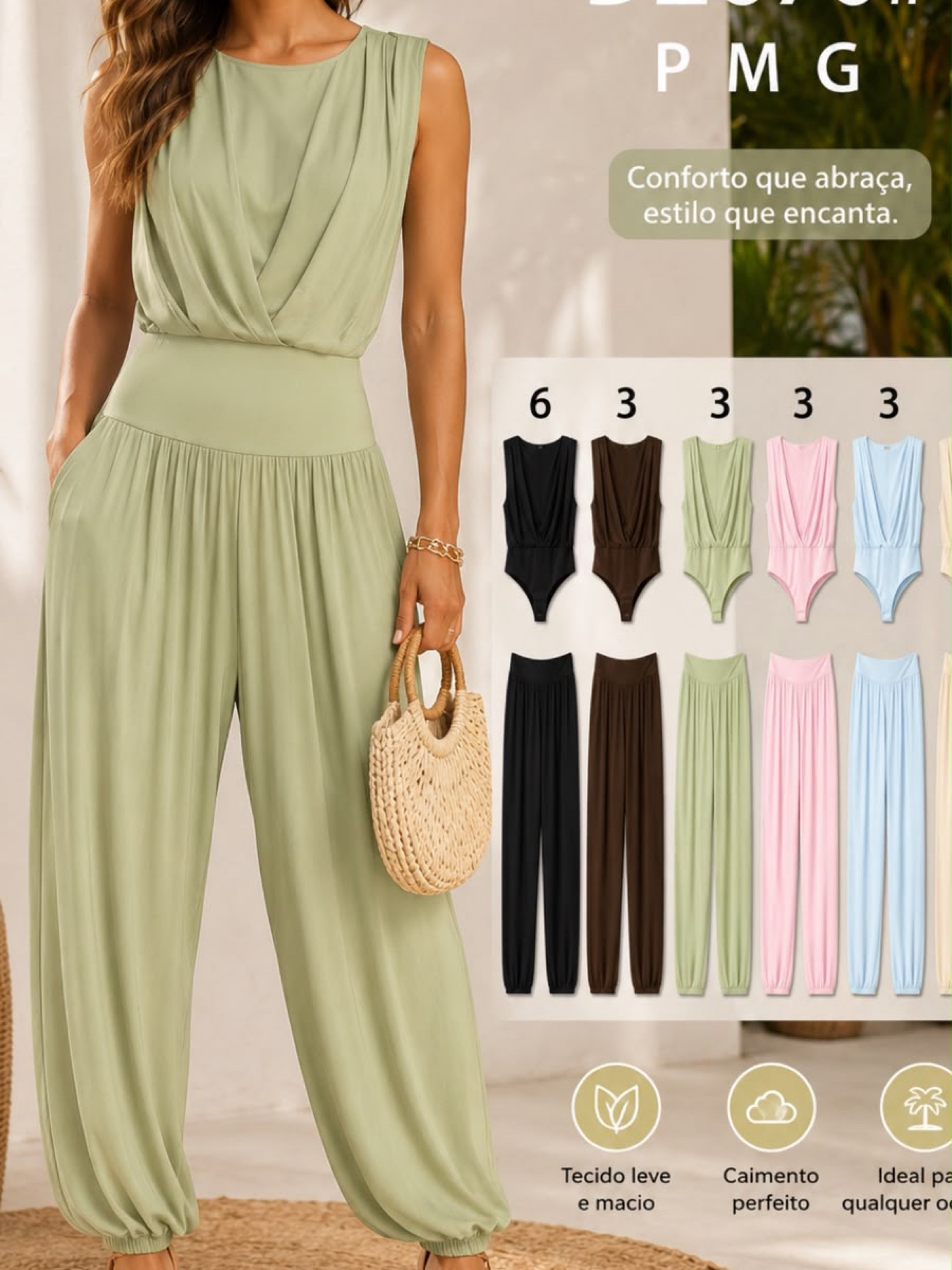 Conjunto(body+calça) de poliamida gelo importado