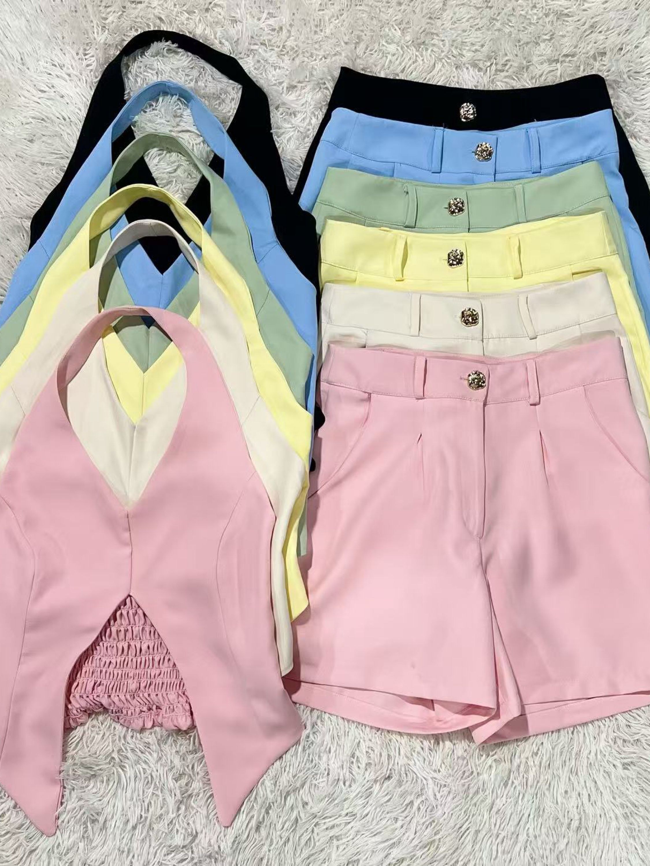 Lili moda feminina conjunto cropped shorts