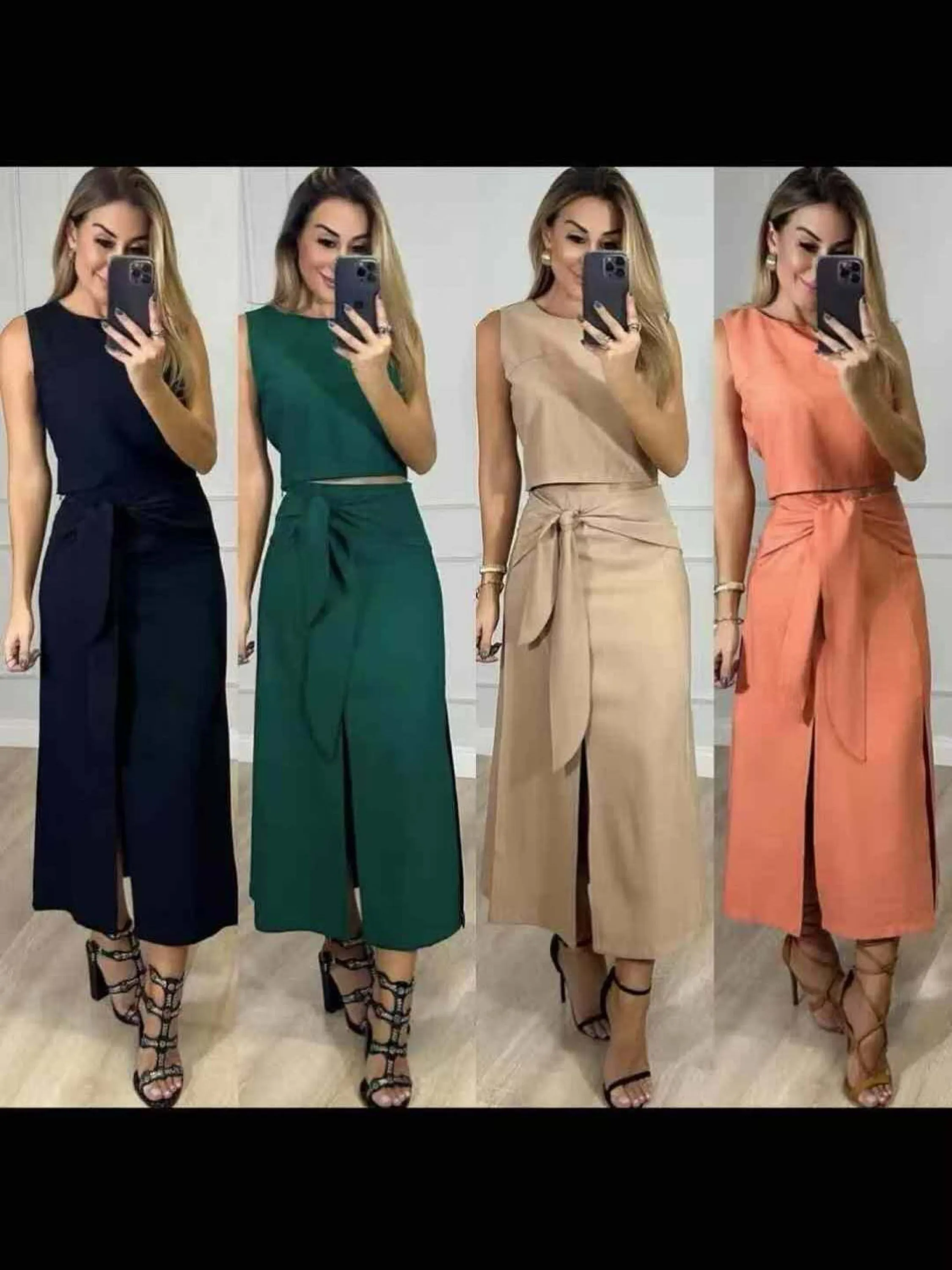 Conjunto colete feminino + saia midi, Lili moda feminina