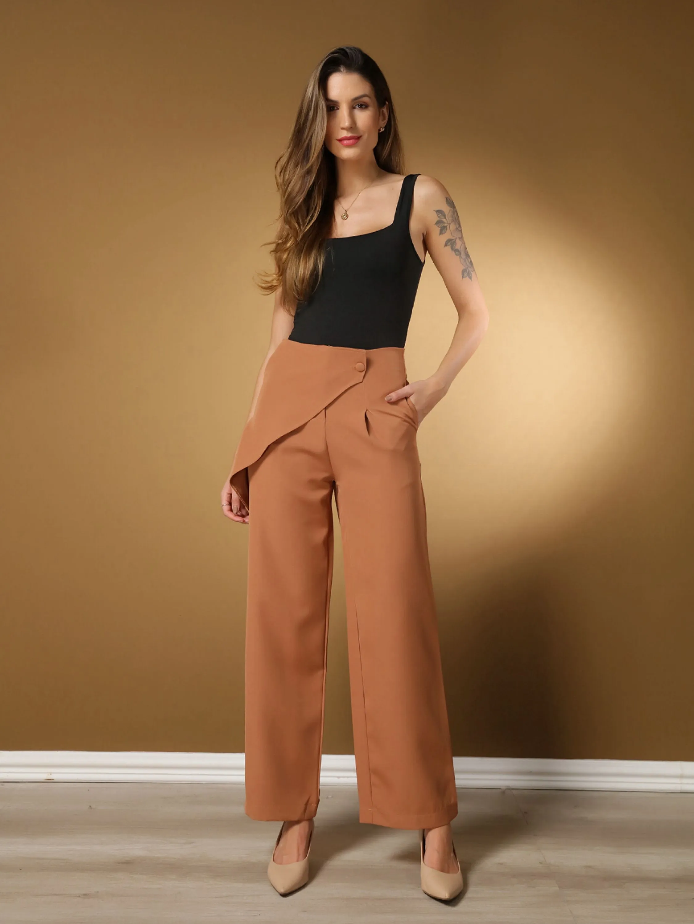 Calça pantalona alfaiataria /gold cat moda feminina