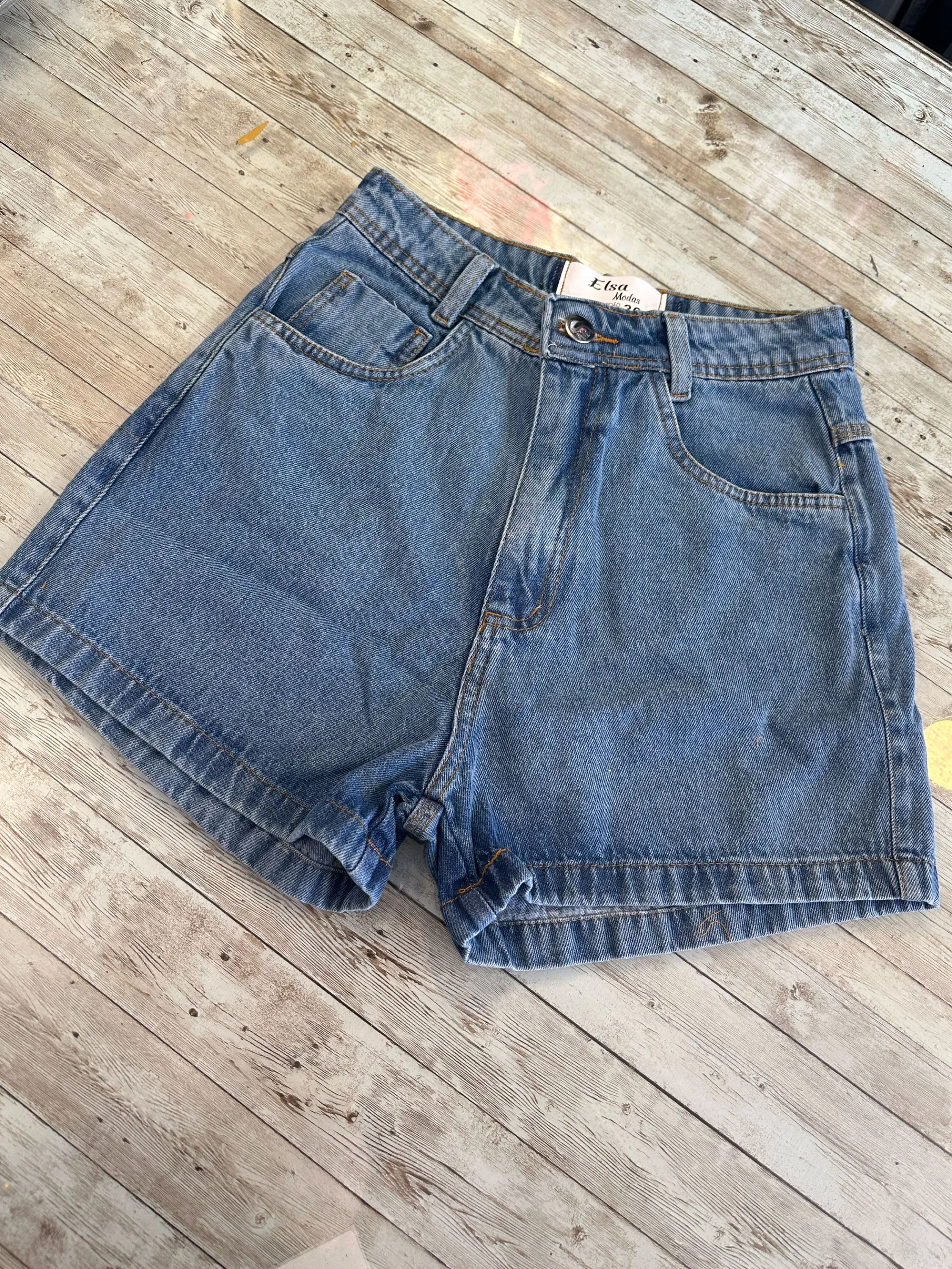 0202-Shorts jeans cintura alto femininos