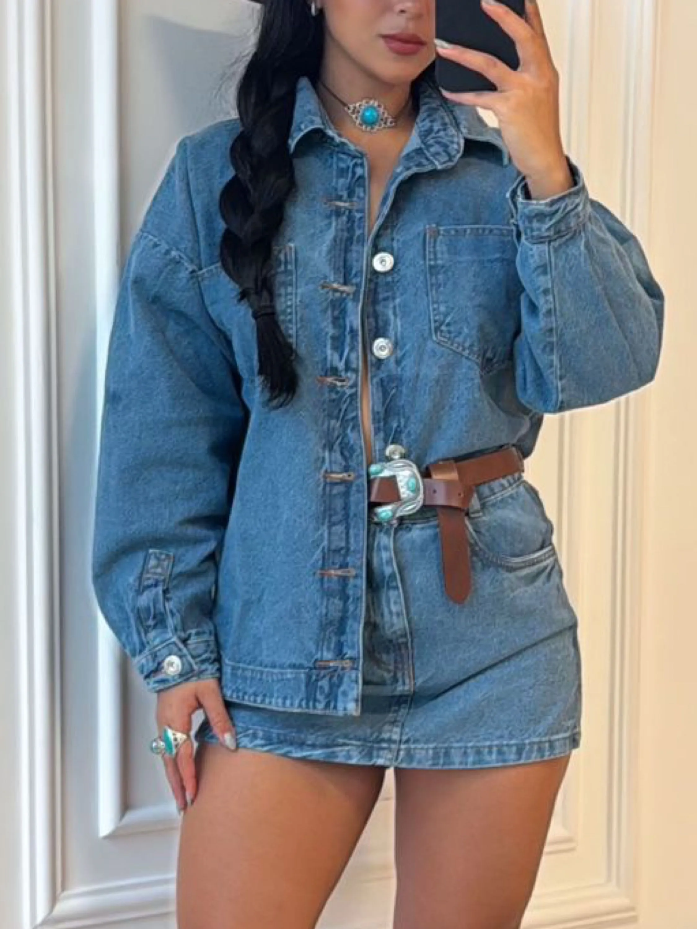 01056-conjunto Jaqueta over+Short saia